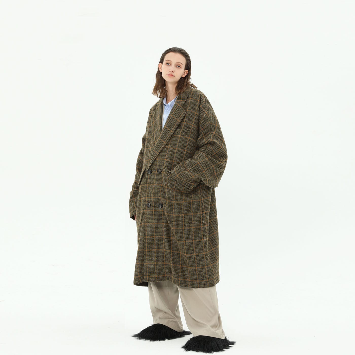 MIICHOUS Plaid Wool Oversized Coat, premium urban and streetwear designers apparel on PROJECTISR.com, Miichous