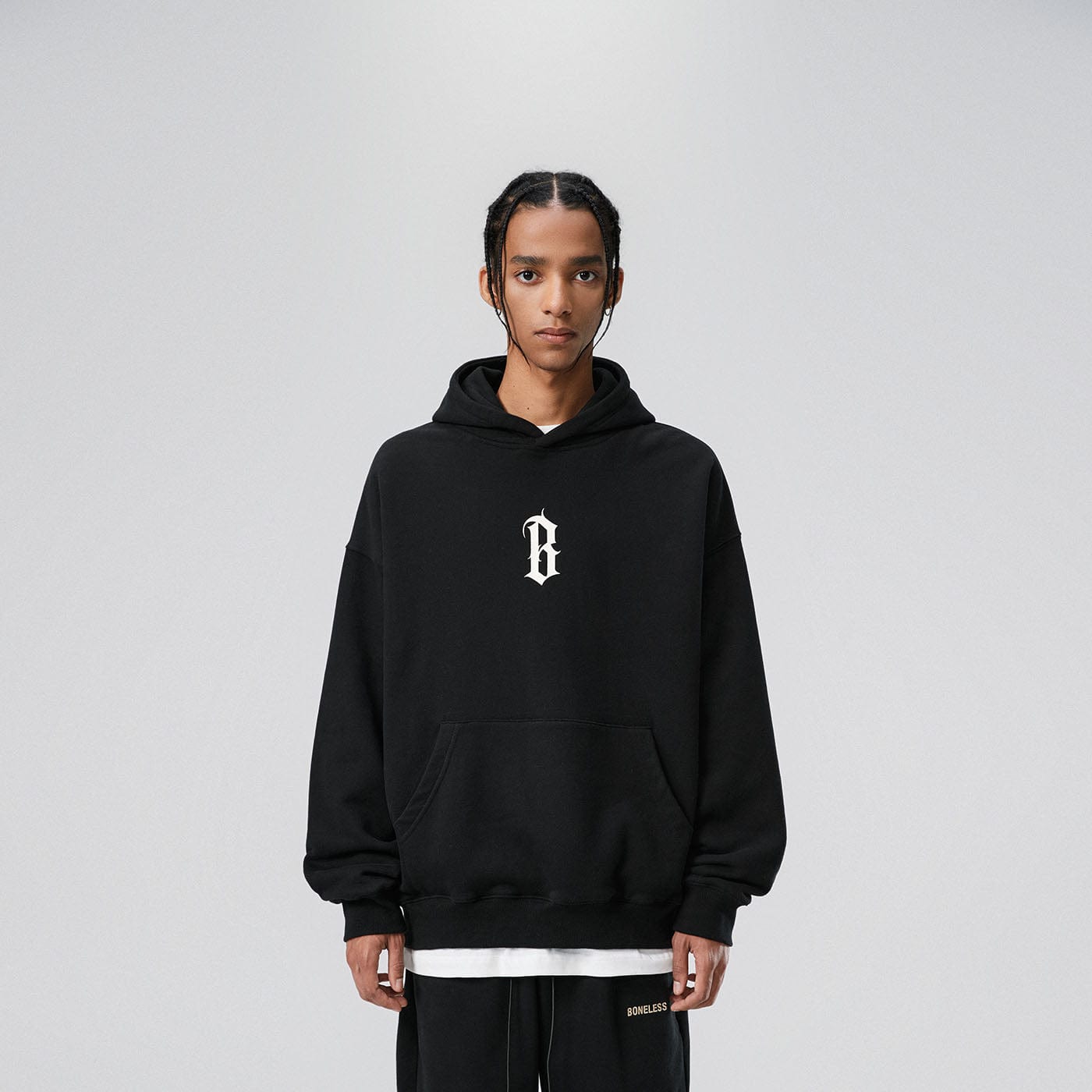 BONELESS Gothic LOGO Hoodie, premium urban and streetwear designers apparel on PROJECTISR.com, BONELESS