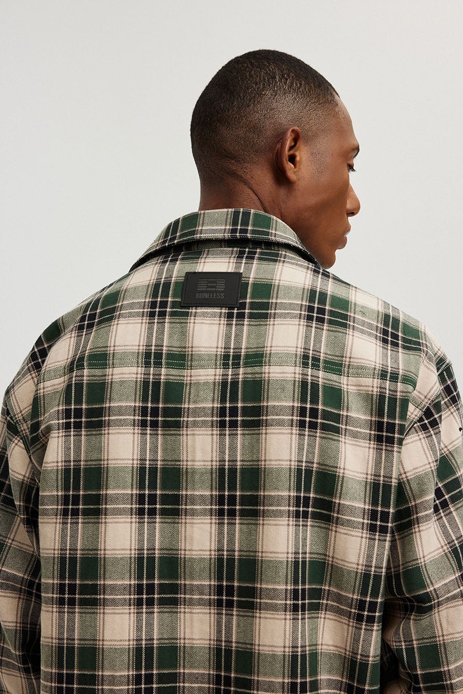 BONELESS Gothic Slogan Plaid Shirt, premium urban and streetwear designers apparel on PROJECTISR.com, BONELESS