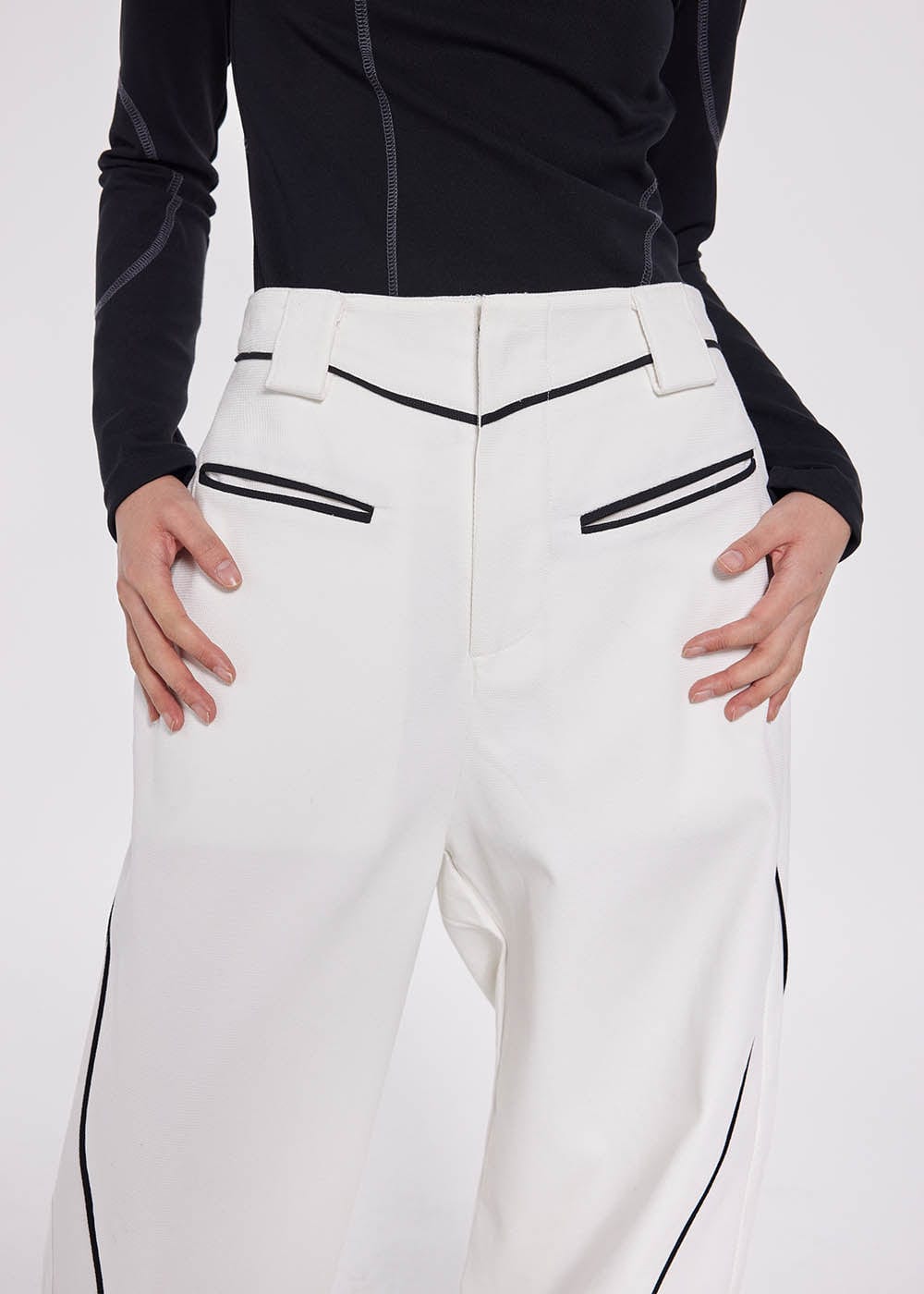 49PERCENT Paneled Zipper Wide-Leg Pants, premium urban and streetwear designers apparel on PROJECTISR.com, 49PERCENT