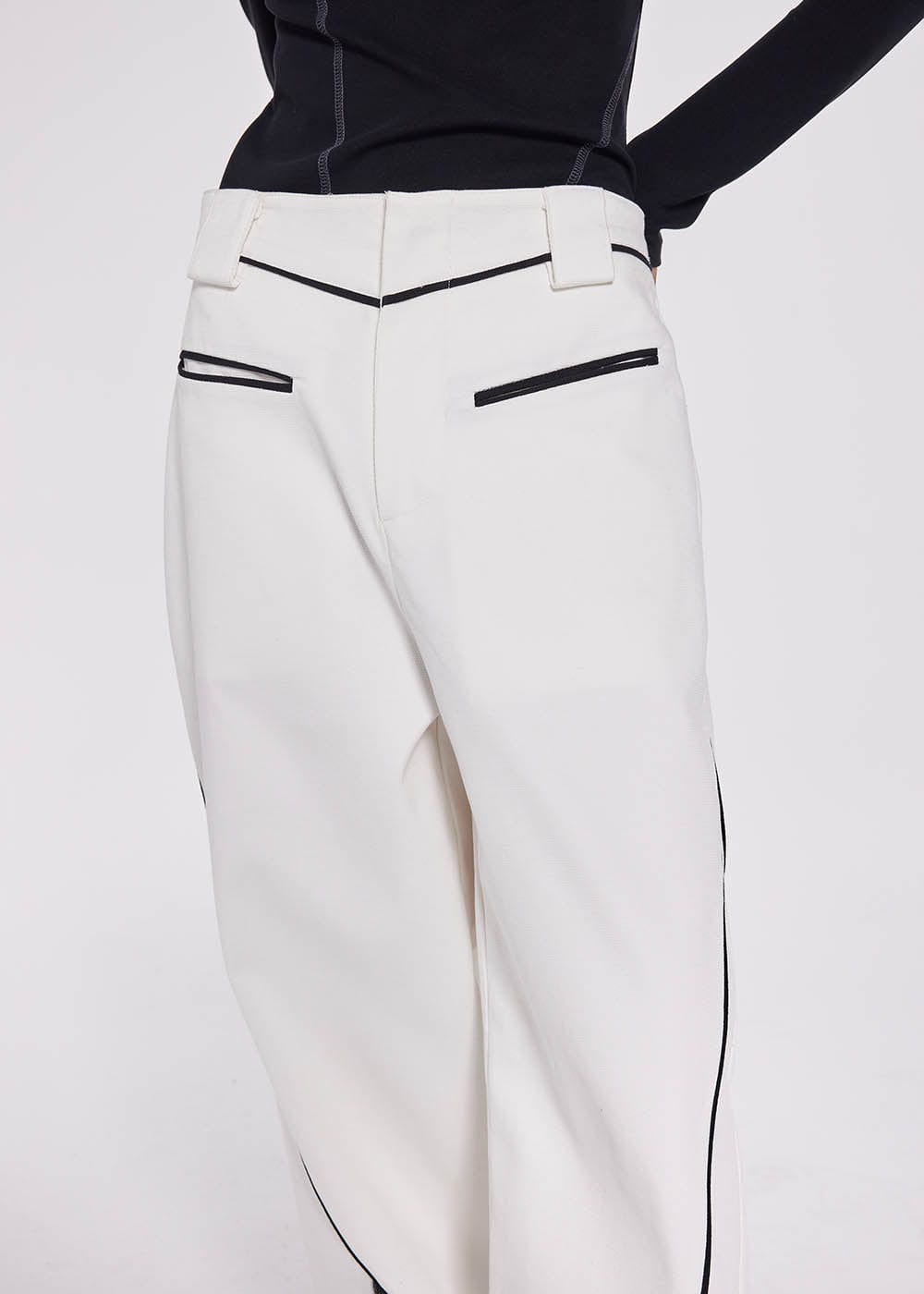 49PERCENT Paneled Zipper Wide-Leg Pants, premium urban and streetwear designers apparel on PROJECTISR.com, 49PERCENT