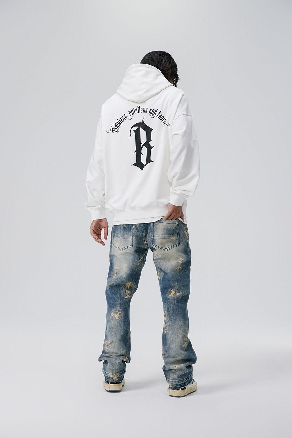 BONELESS Gothic Slogan Hoodie, premium urban and streetwear designers apparel on PROJECTISR.com, BONELESS