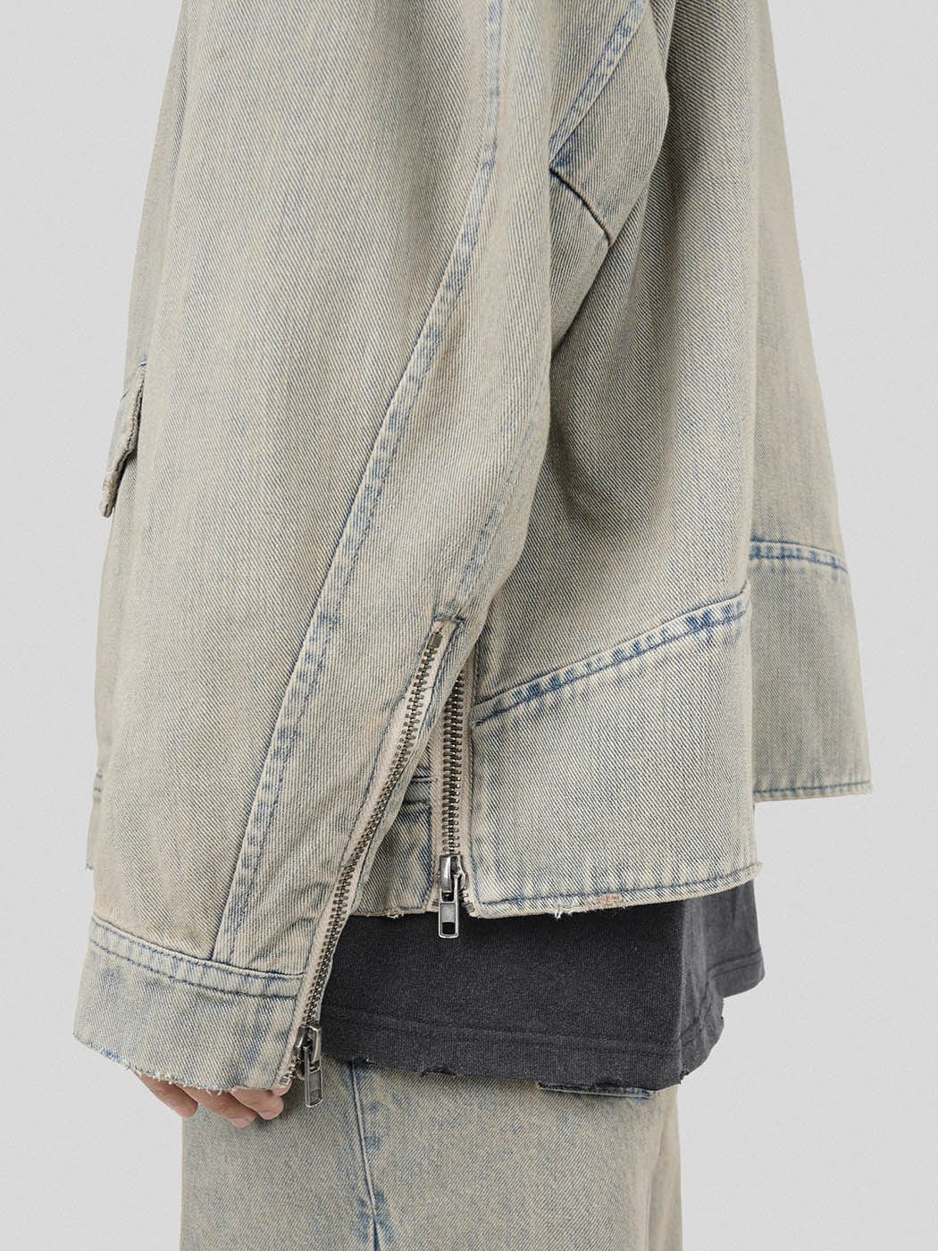 UNDERWATER Acid Wash Zipper Biker Jacket, premium urban and streetwear designers apparel on PROJECTISR.com, UNDERWATER