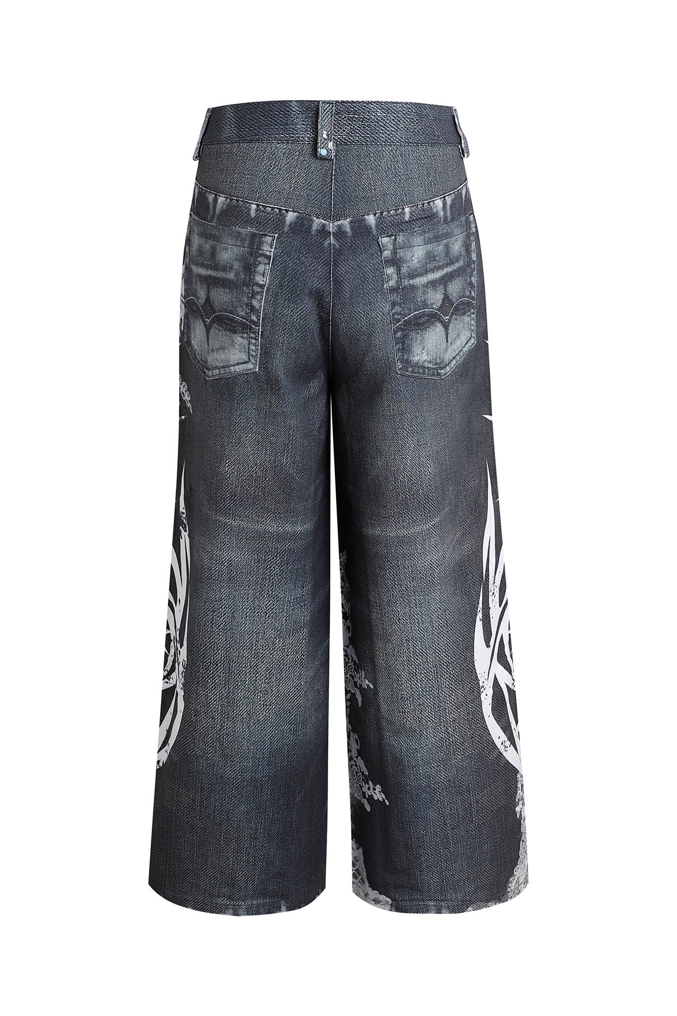 DND4DES Patterned Lace Graphics Wide-Leg Jeans