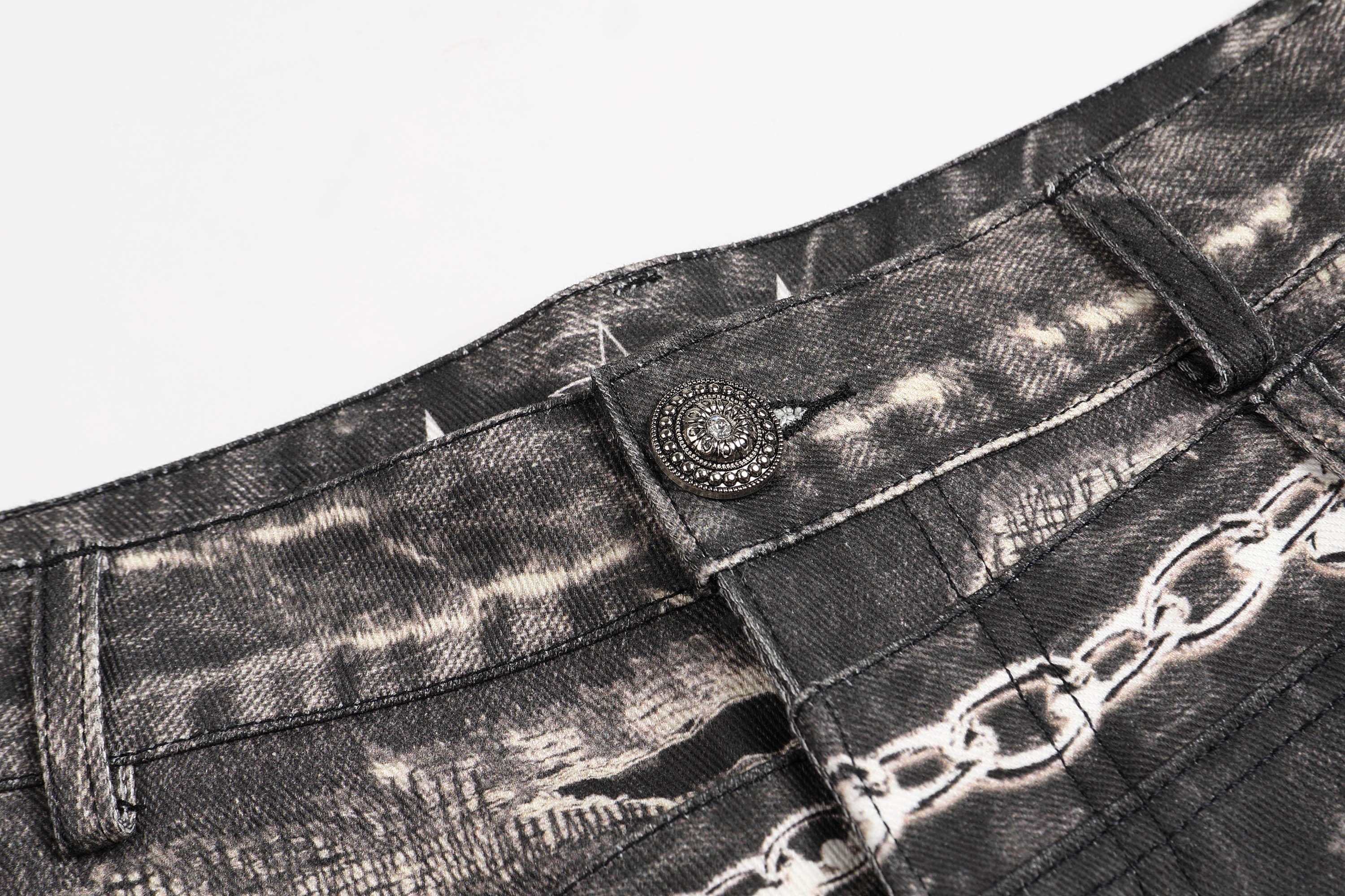 DND4DES Deconstructed Graphic Double-Waist Distressed Jeans