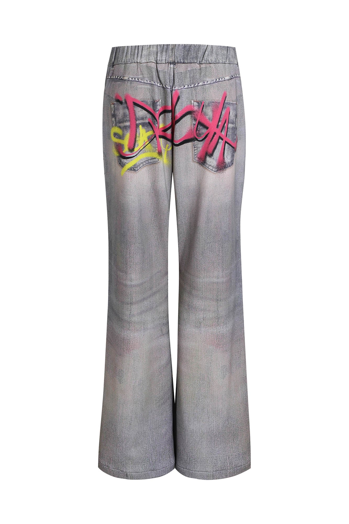 DND4DES Distressed Graffiti Flared Pants