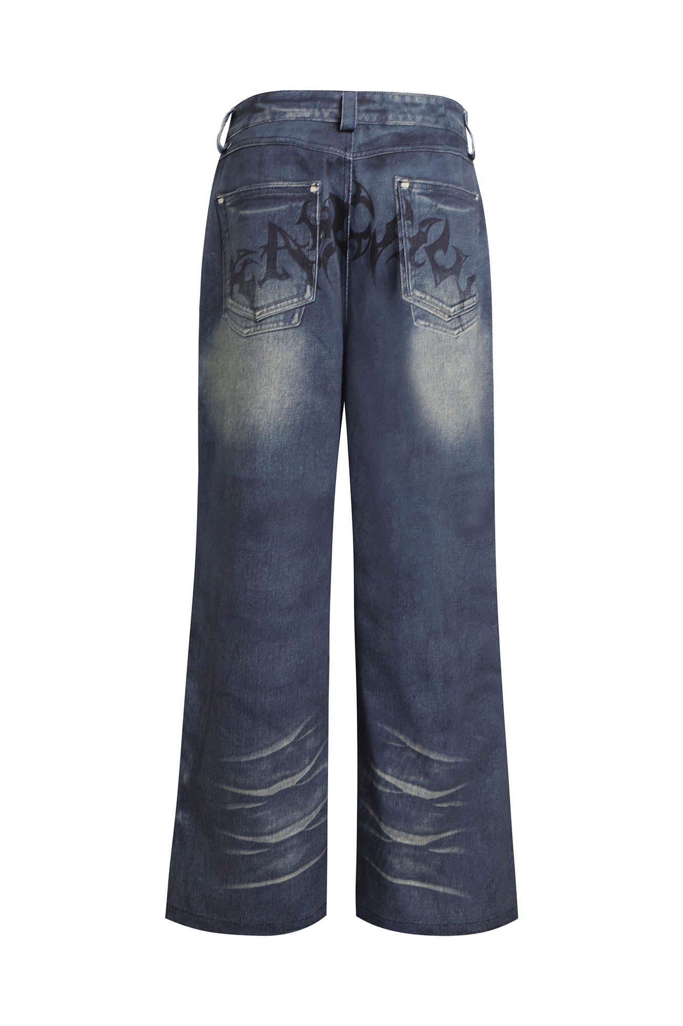 DND4DES Acid Graphics Distressed Wide-Leg Jeans