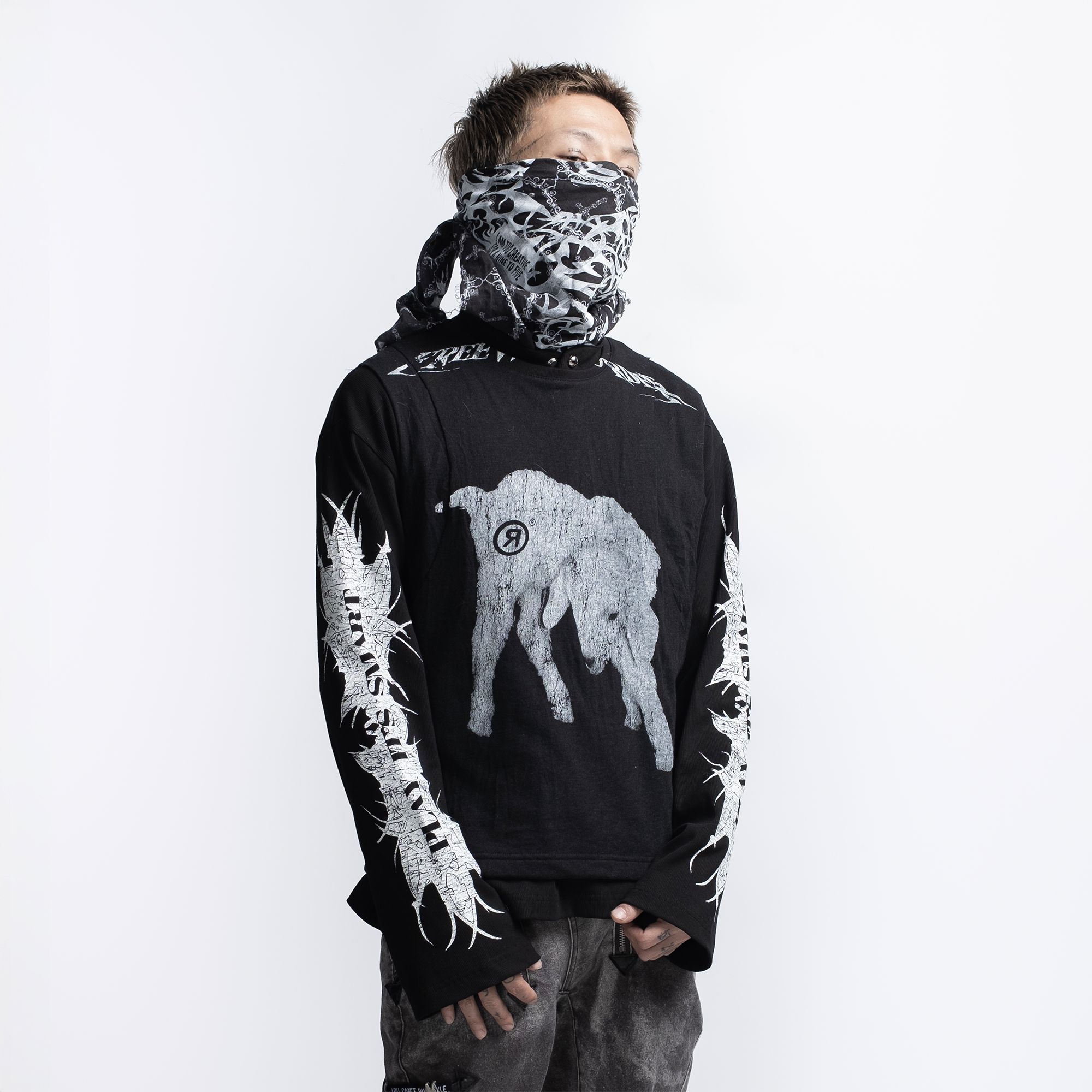 FVVO Ribbed Printed Henley Long Sleeve, premium urban and streetwear designers apparel on PROJECTISR.com, FVVO