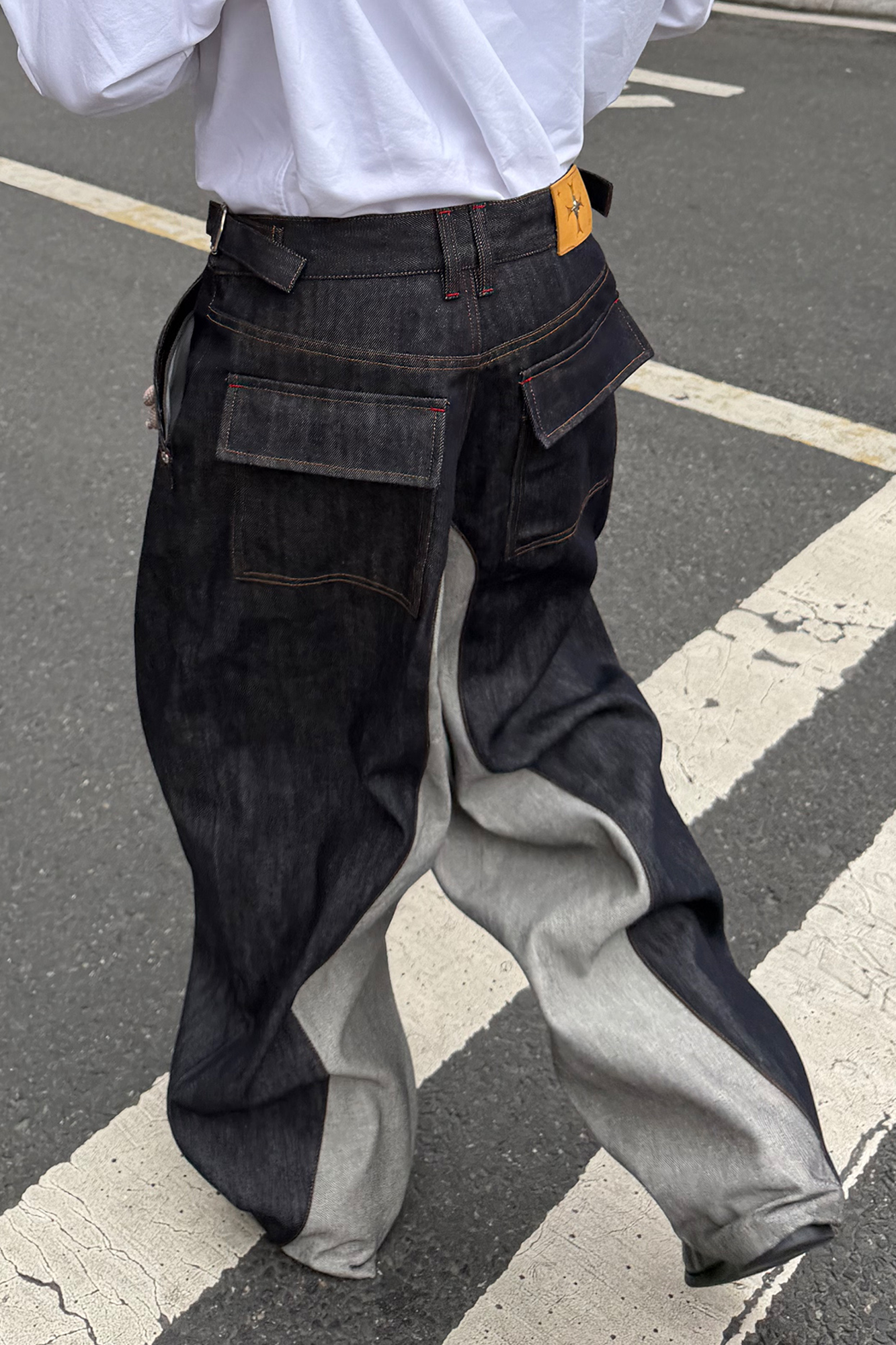 STEEPC Inverted Panel Snap-Fly Raw Jeans, premium urban and streetwear designers apparel on PROJECTISR.com, STEEPC