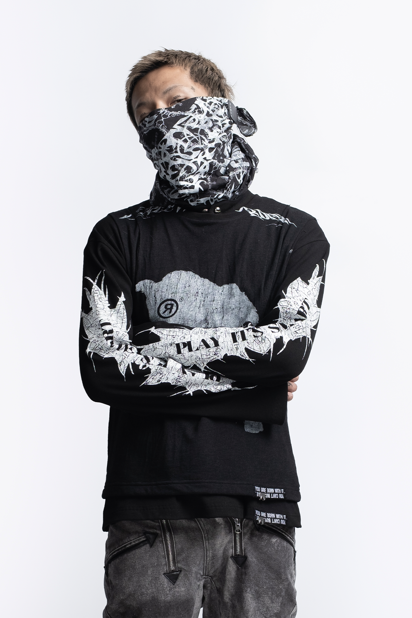 FVVO Ribbed Printed Henley Long Sleeve, premium urban and streetwear designers apparel on PROJECTISR.com, FVVO