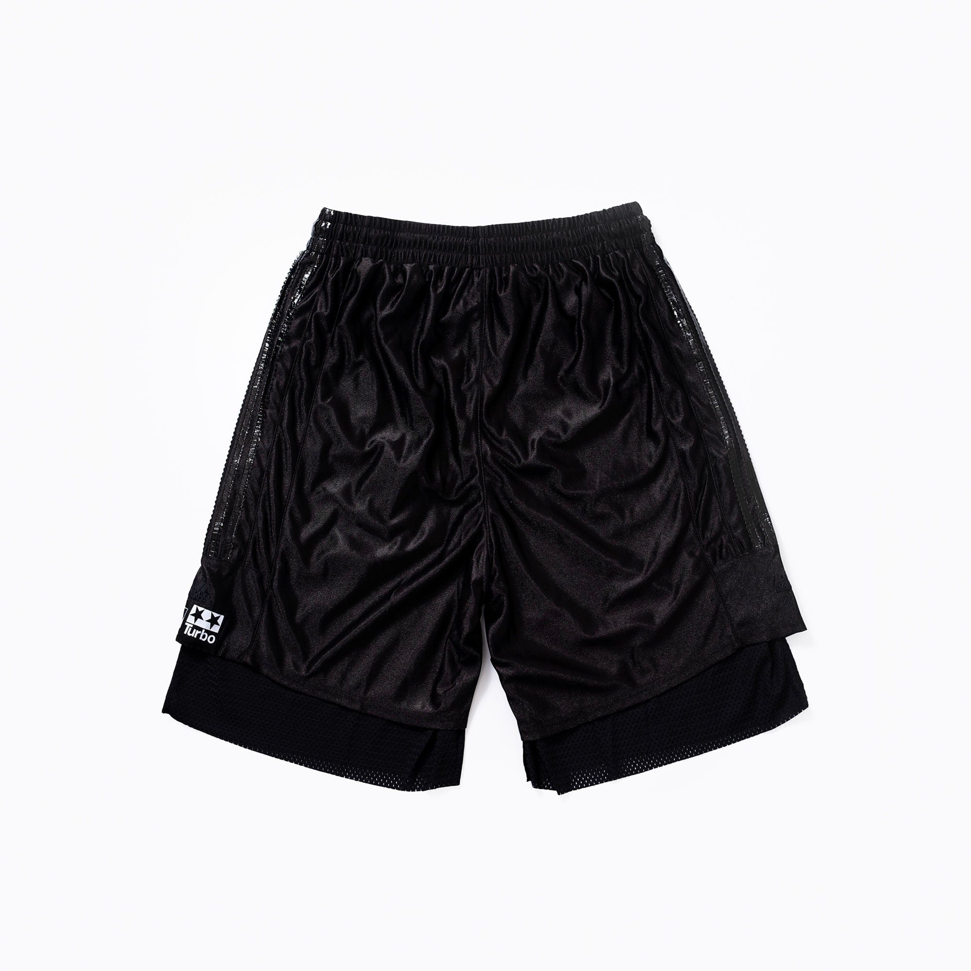 FVVO Layered Mesh Satin Striped Shorts, premium urban and streetwear designers apparel on PROJECTISR.com, FVVO