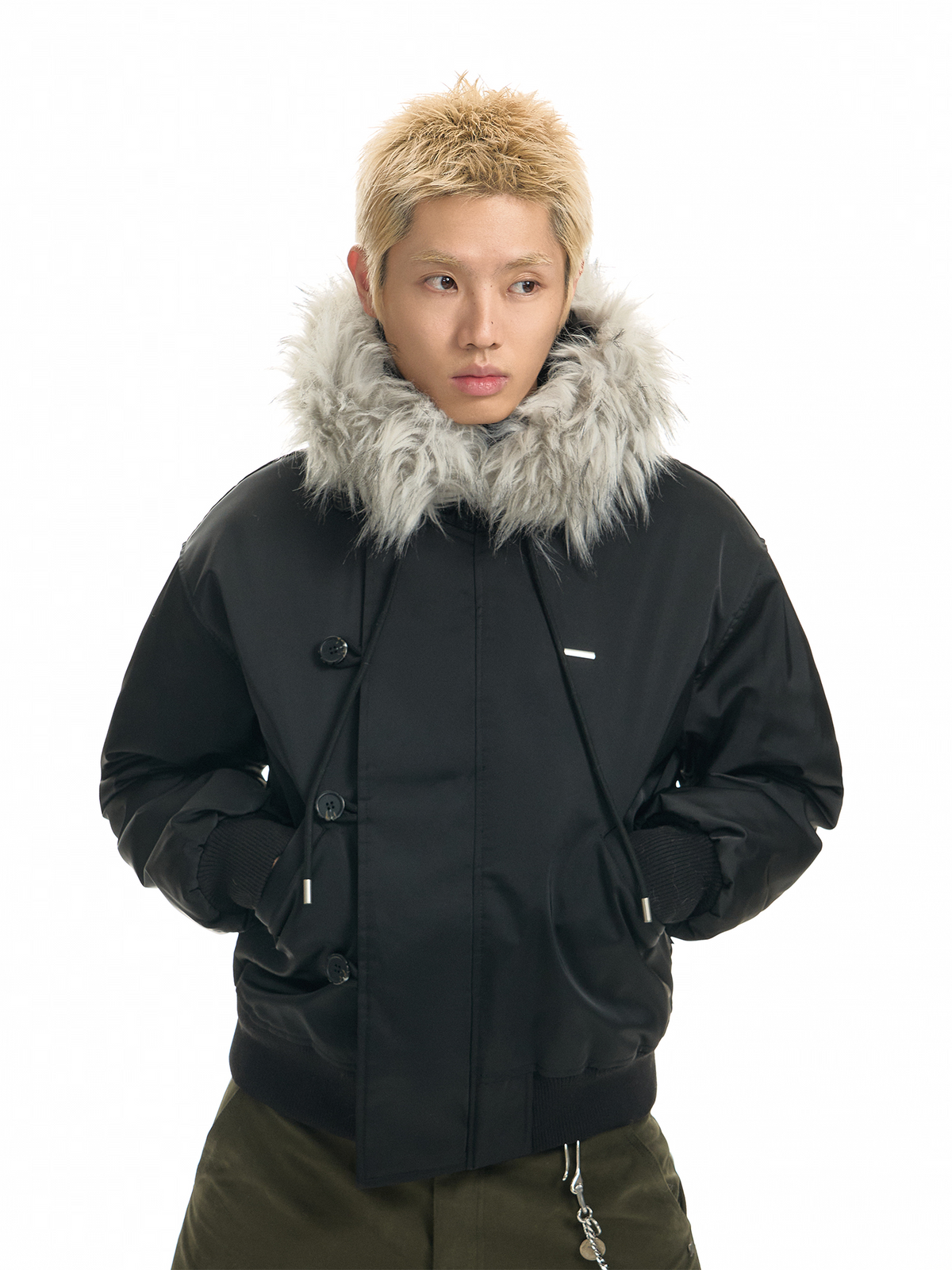 TGNS Detachable Fur-Collar Hooded Padded Parka