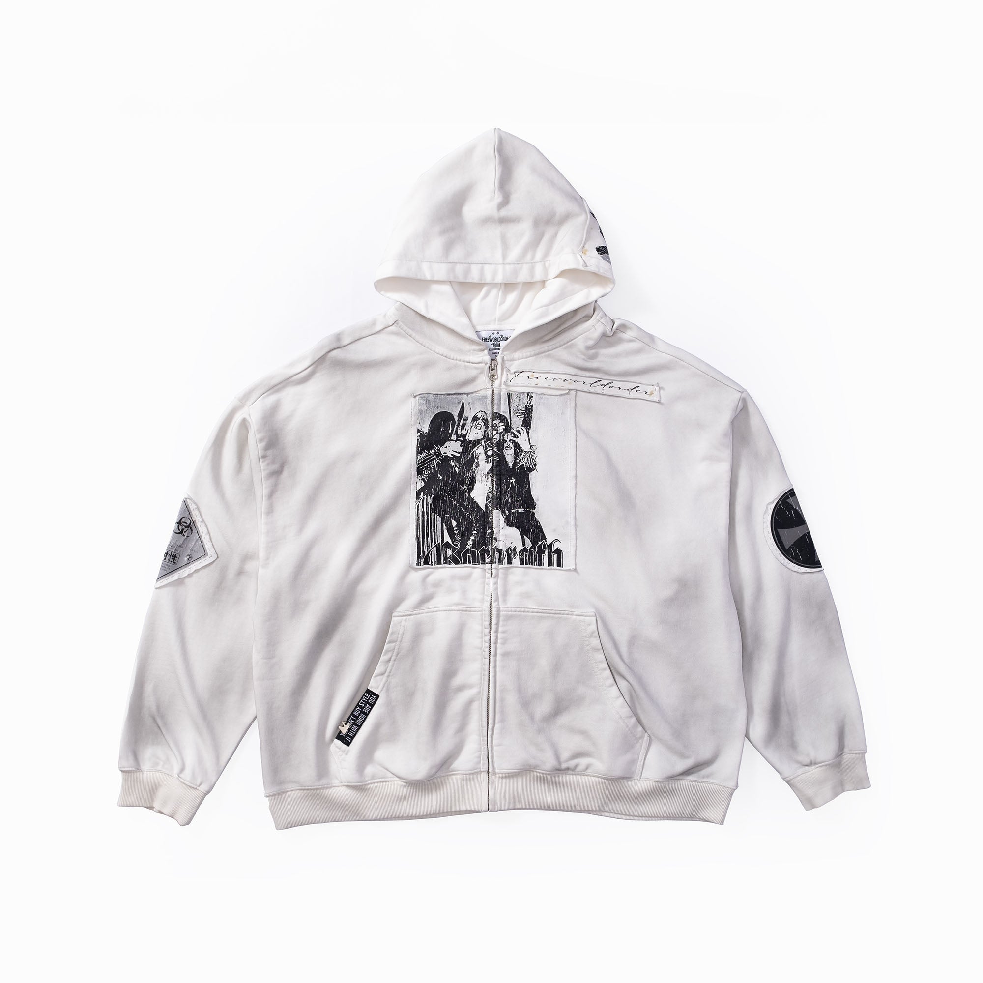 FVVO Patch Washed Zip-Up Hoodie