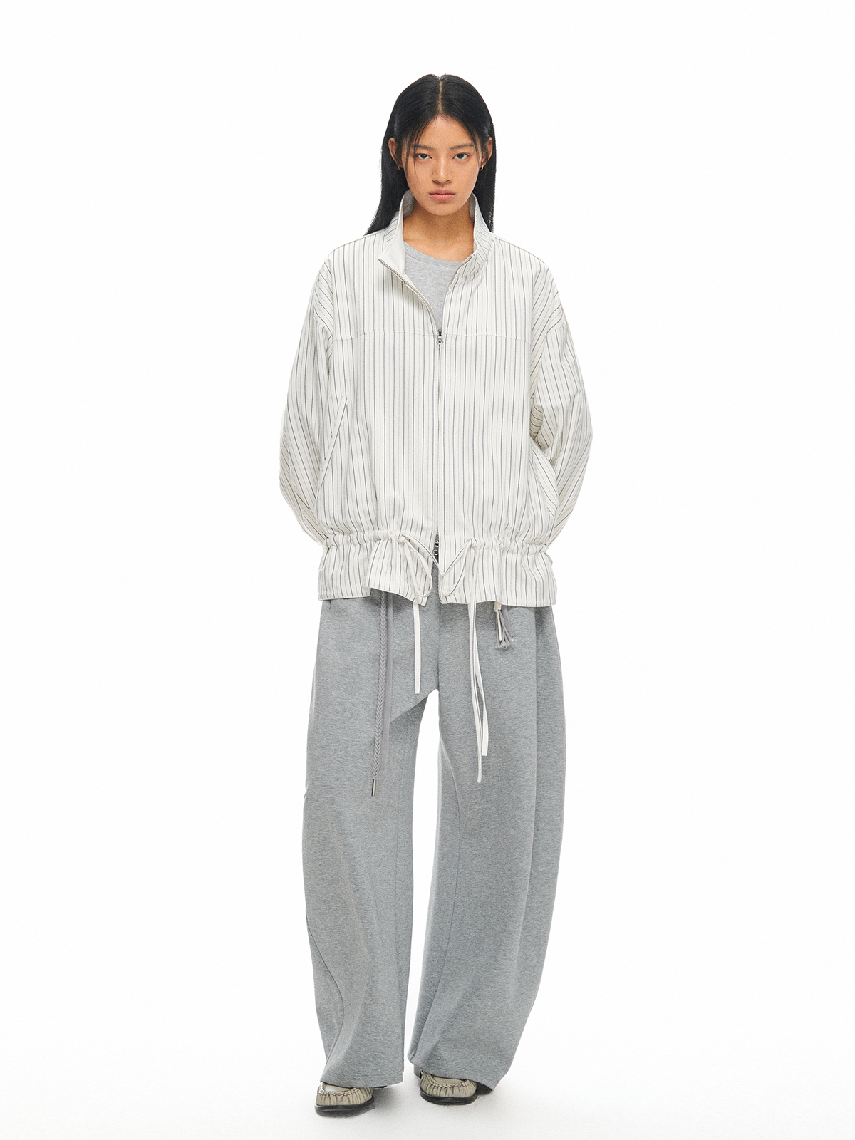 TGNS Reversible Drawstring Stand-Collar Oversized Jacket