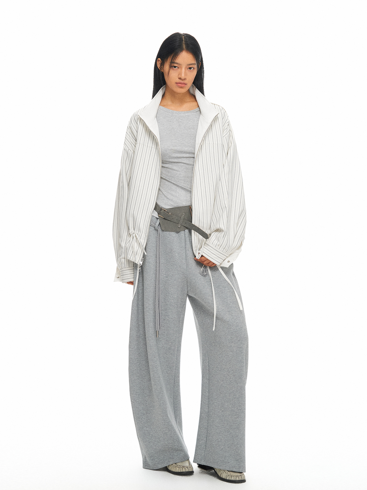 TGNS Reversible Drawstring Stand-Collar Oversized Jacket