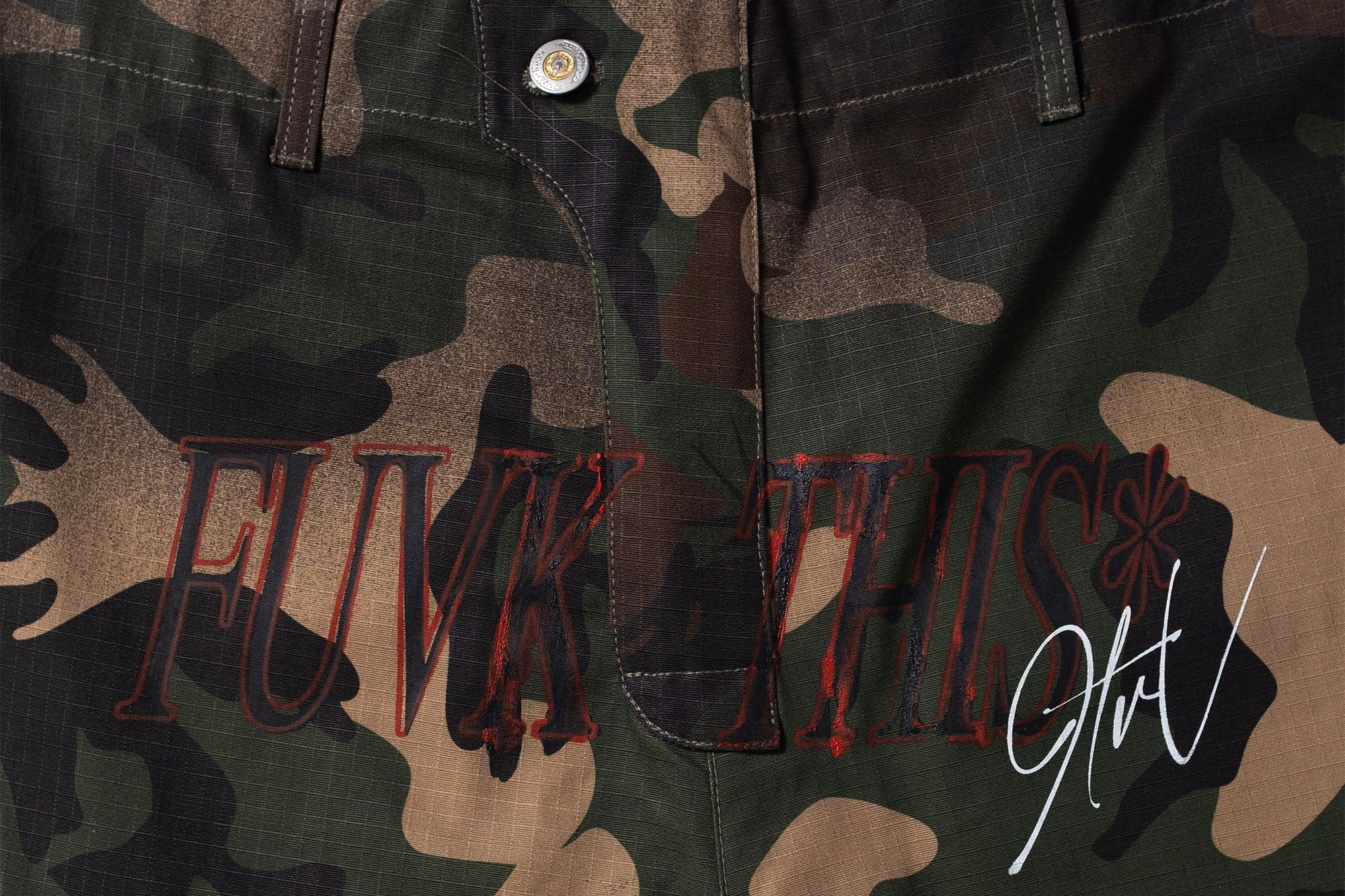 FVVO Distressed Rivet Strap Cargo Shorts Camo, premium urban and streetwear designers apparel on PROJECTISR.com, FVVO
