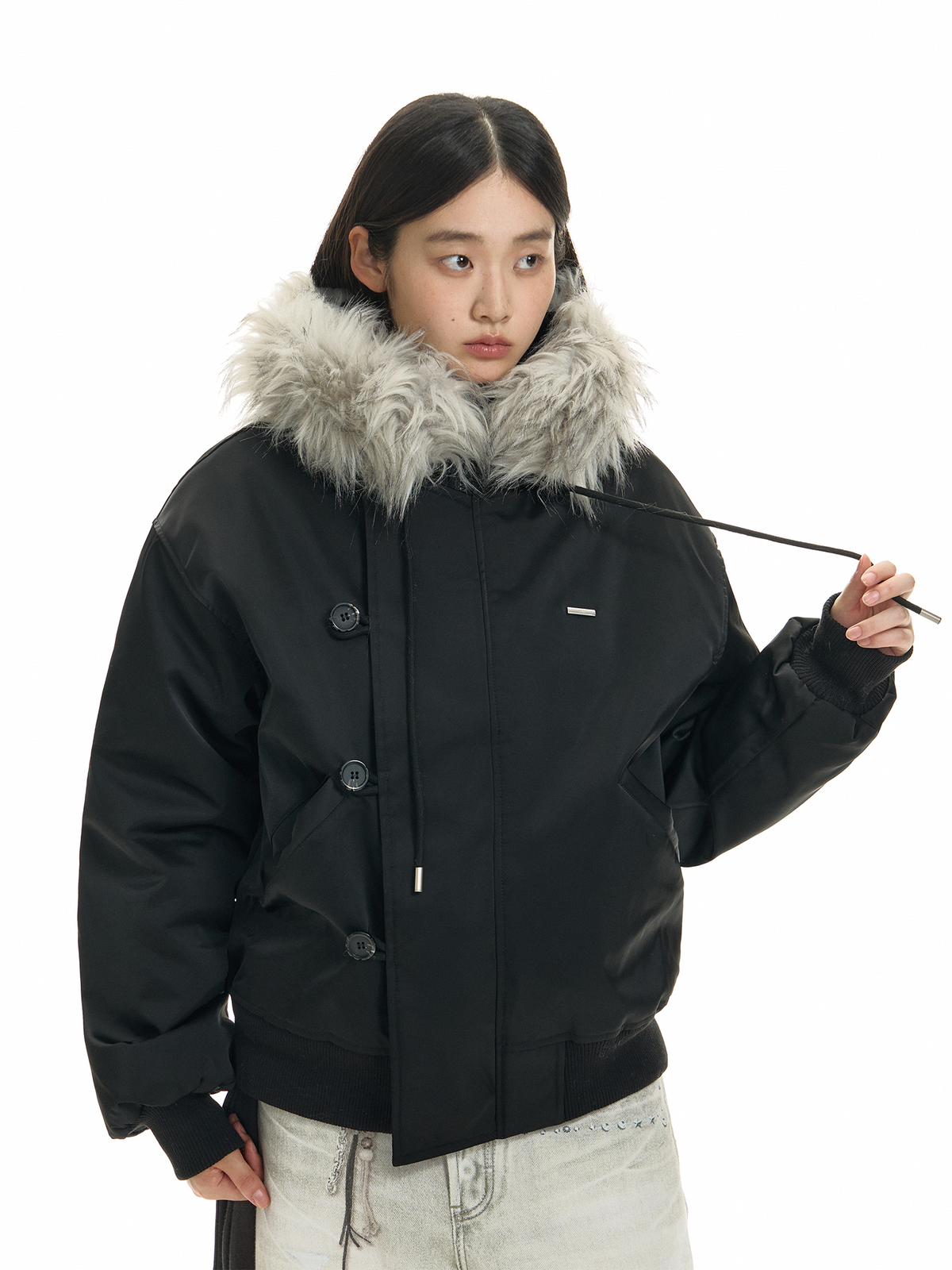 TGNS Detachable Fur-Collar Hooded Padded Parka