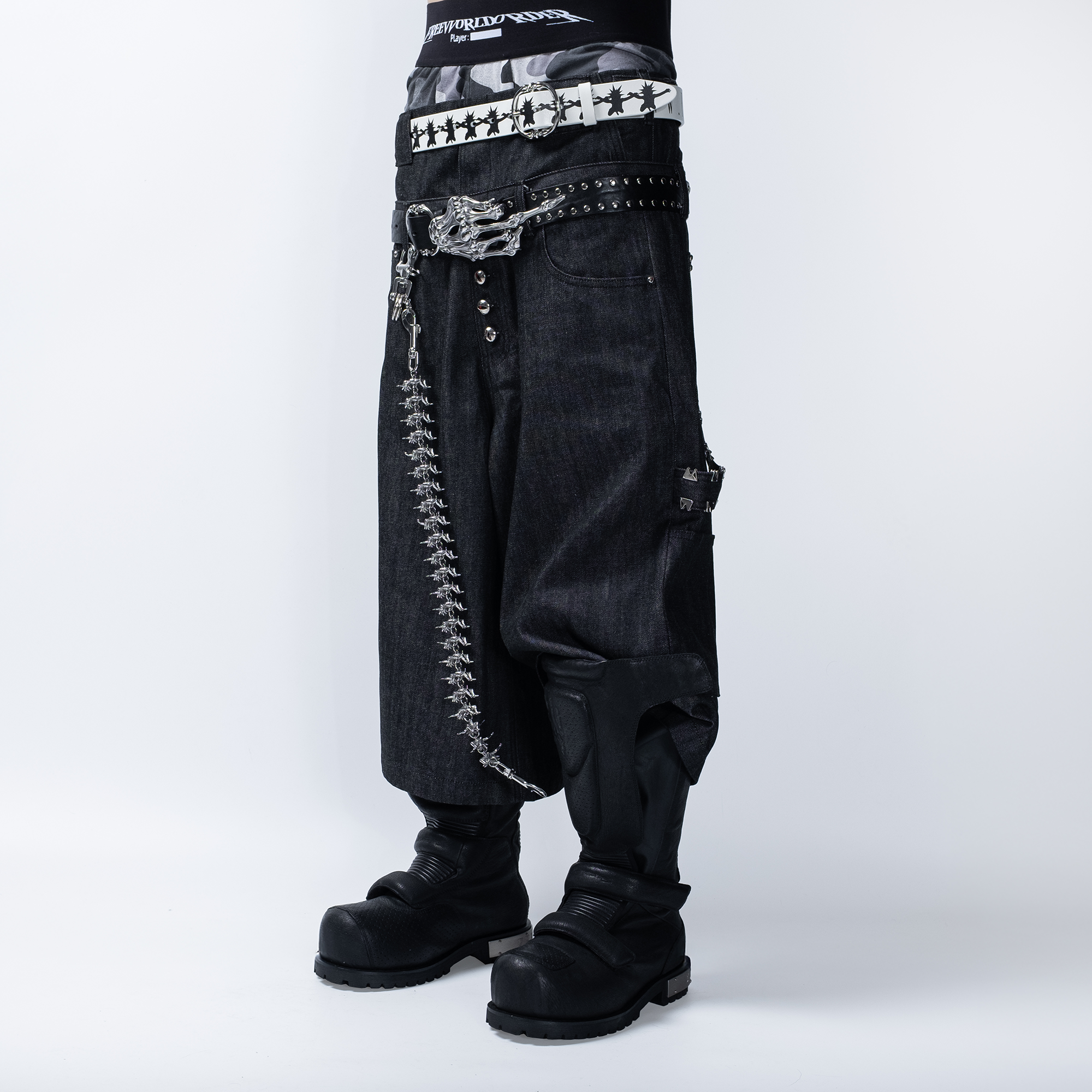 FVVO Layered-Waist Studded Cropped Pants