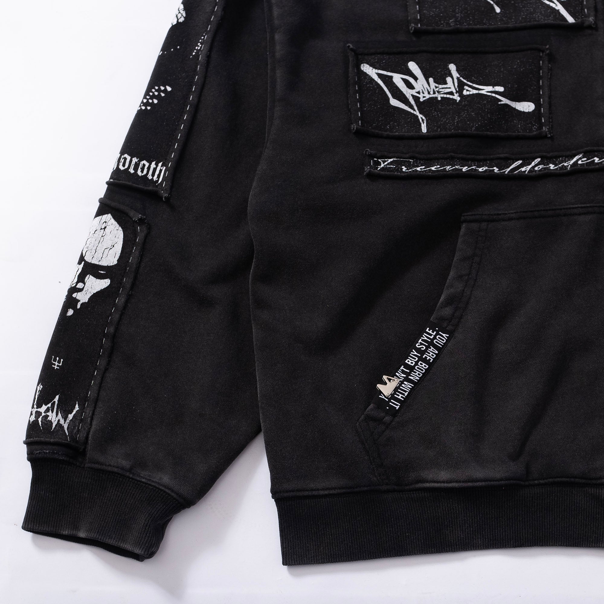 FVVO Patch Washed Zip-Up Hoodie
