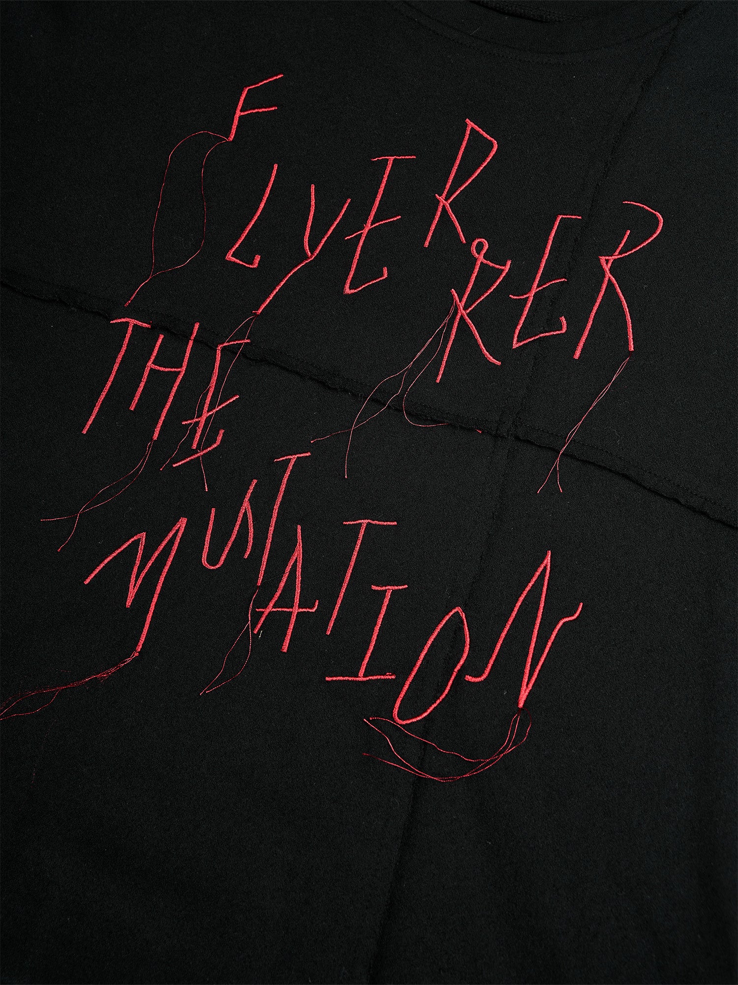 FLYERRER Cross-Panel Contrast Frayed Embroidered Long-Sleeve Tee, premium urban and streetwear designers apparel on PROJECTISR.com, FLYERRER