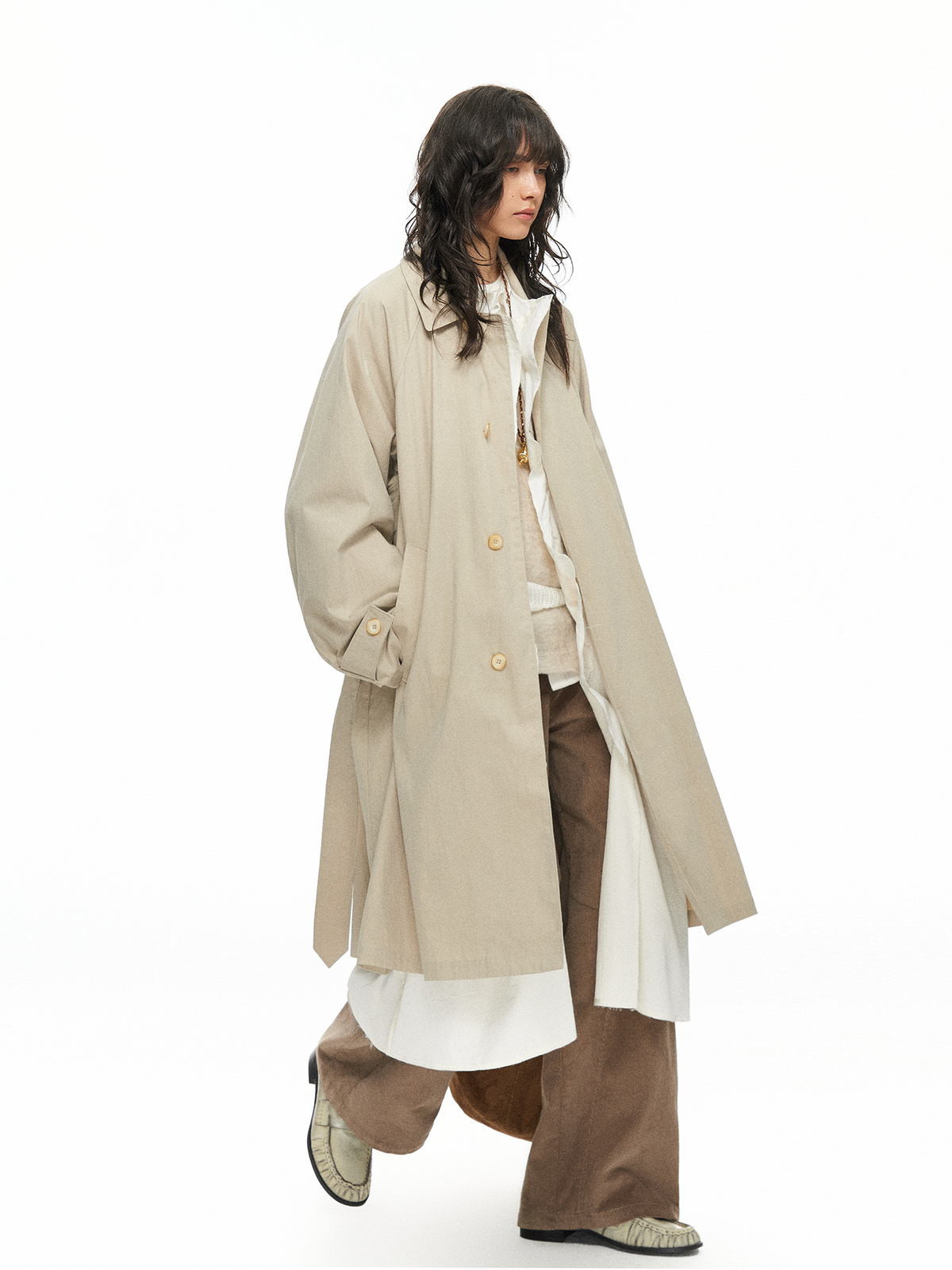 TGNS Retro Oversized Longline Trench Coat
