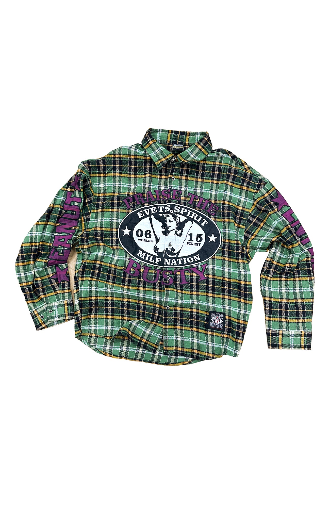 EVETS Colorblock Plaid Graphic Shirt, premium urban and streetwear designers apparel on PROJECTISR.com, EVETS
