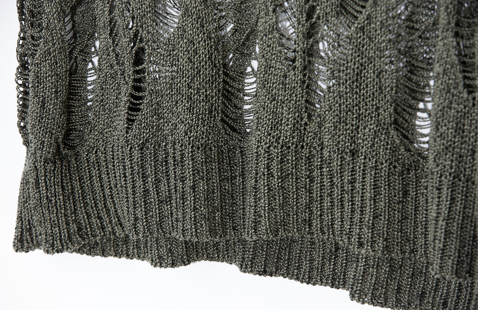 ROARINGWILD A ARCH Distressed Hollowed-Knit Sweater