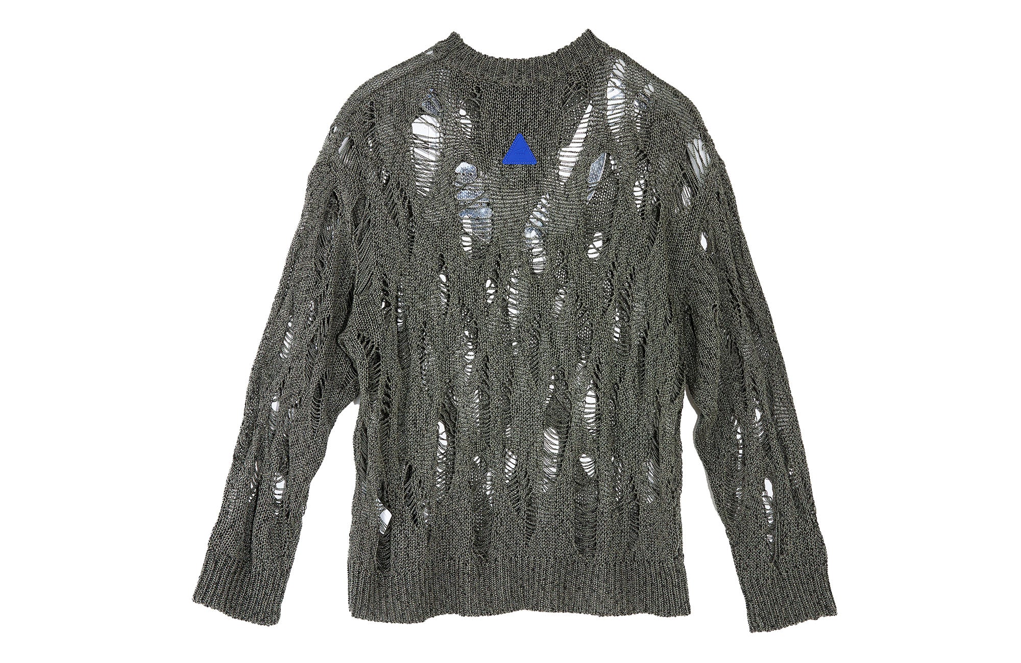 ROARINGWILD A ARCH Distressed Hollowed-Knit Sweater