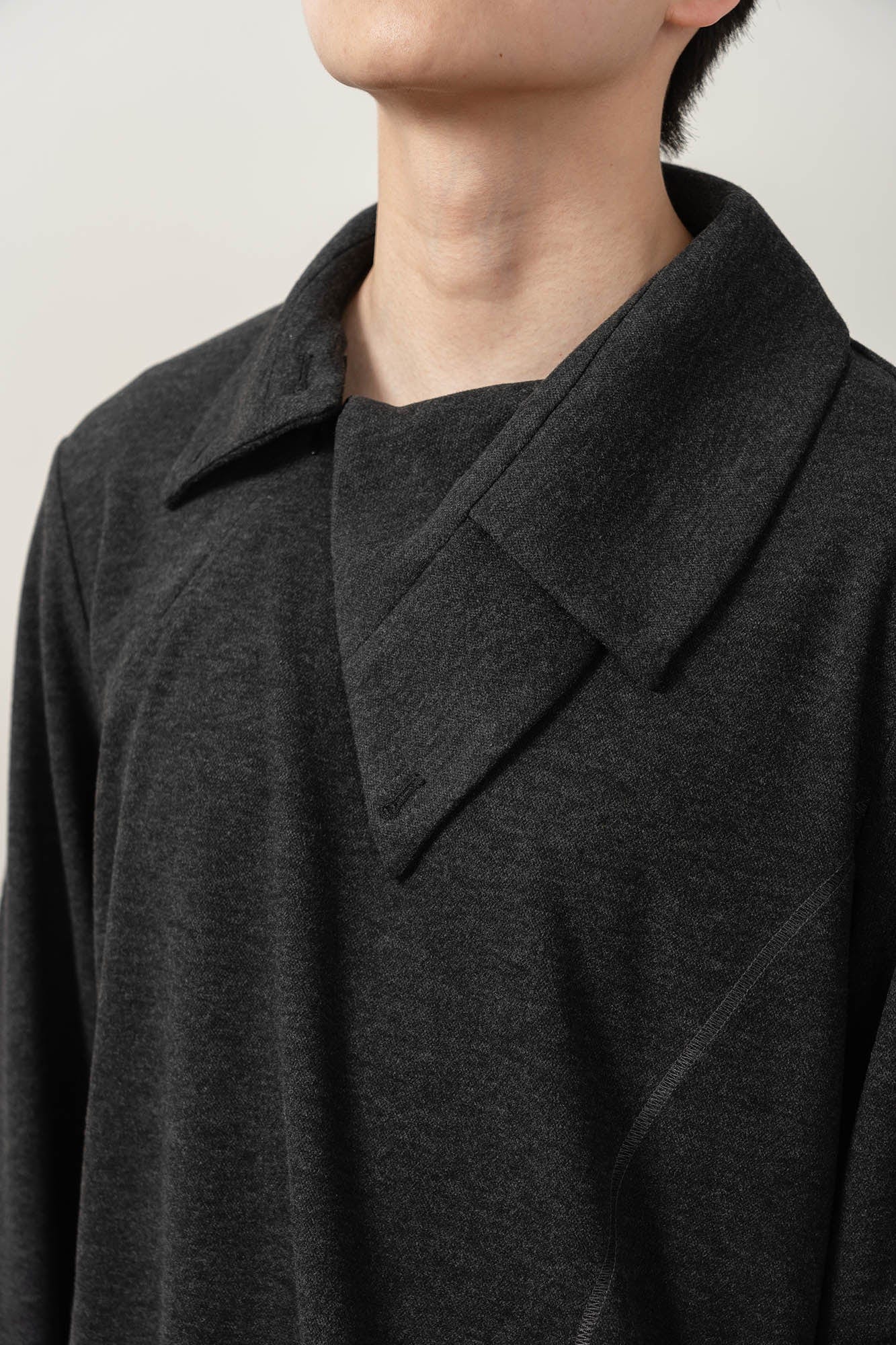 MOITIEDEPETALE Asymmetrical Collar Stitch Spliced Pullover