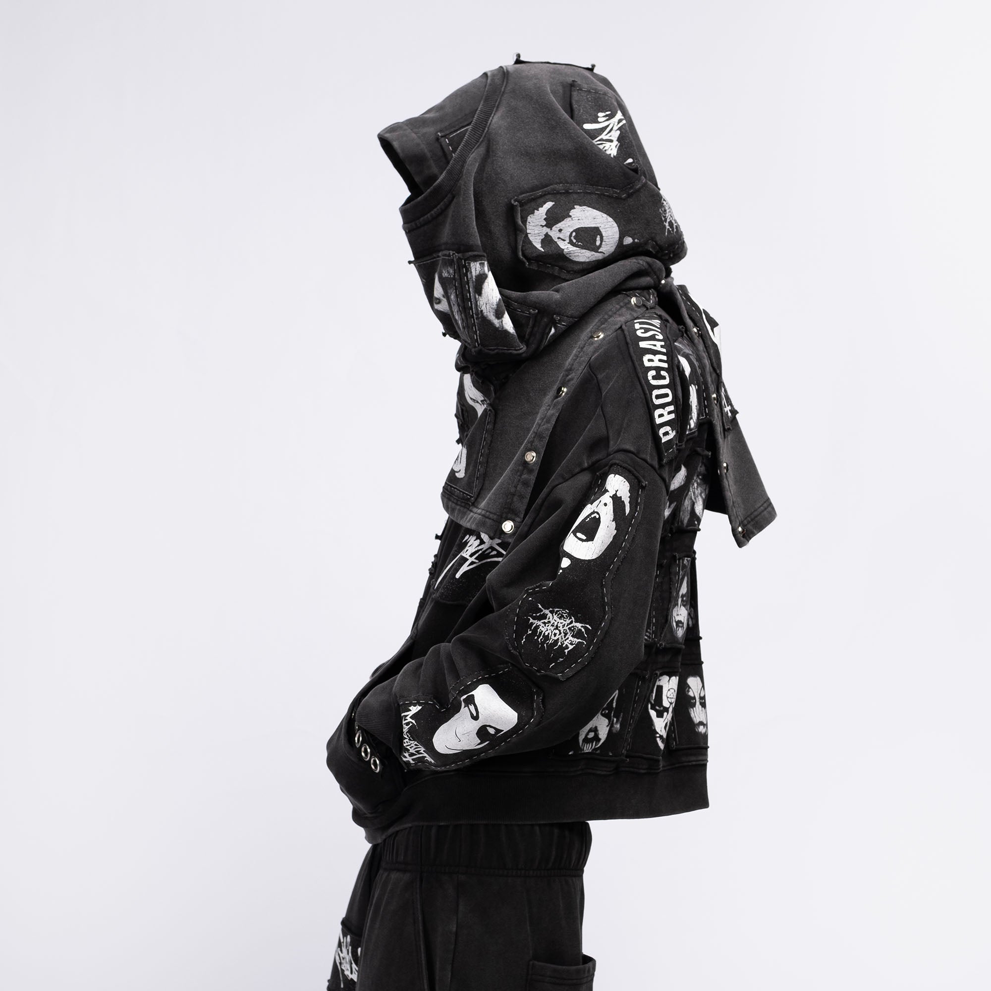 FVVO Patch Washed Zip-Up Hoodie