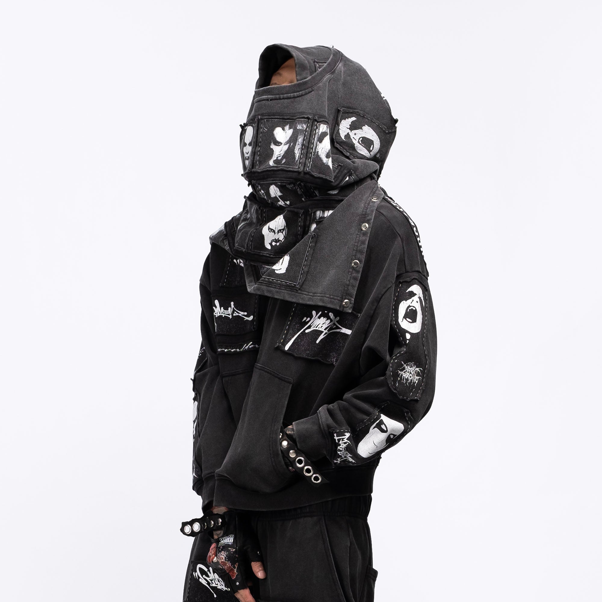 FVVO Patch Washed Zip-Up Hoodie