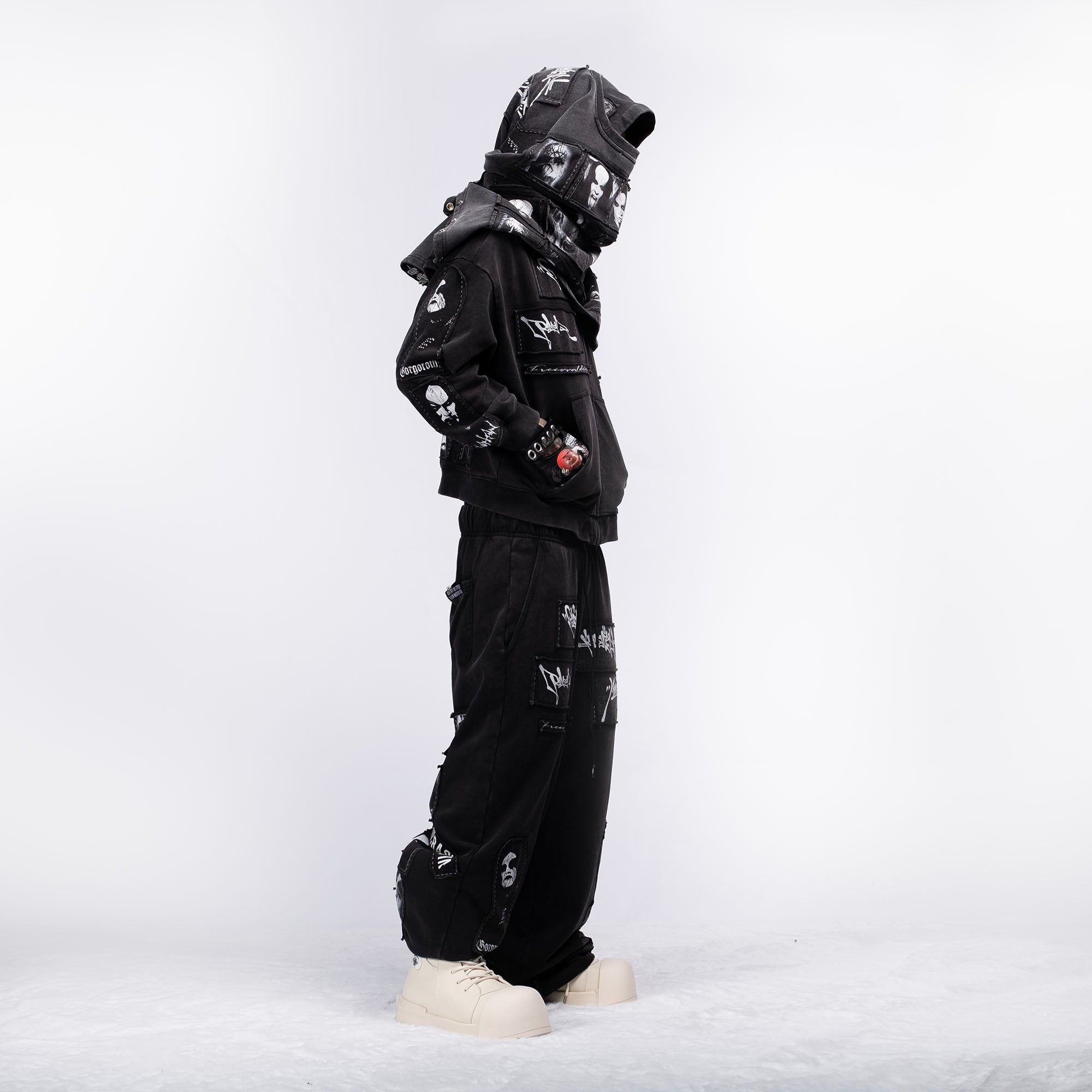 FVVO Patch Washed Zip-Up Hoodie