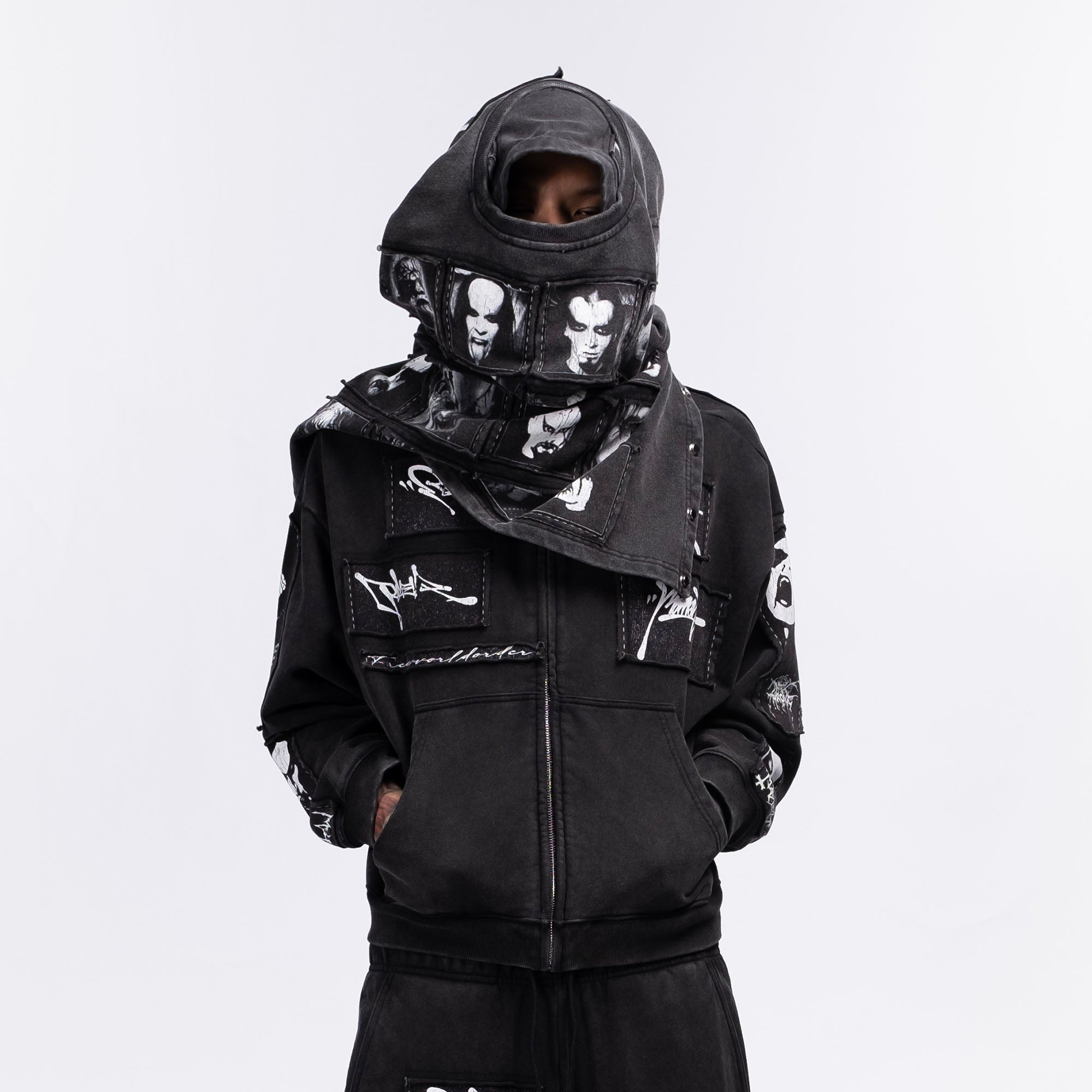 FVVO Patch Washed Zip-Up Hoodie