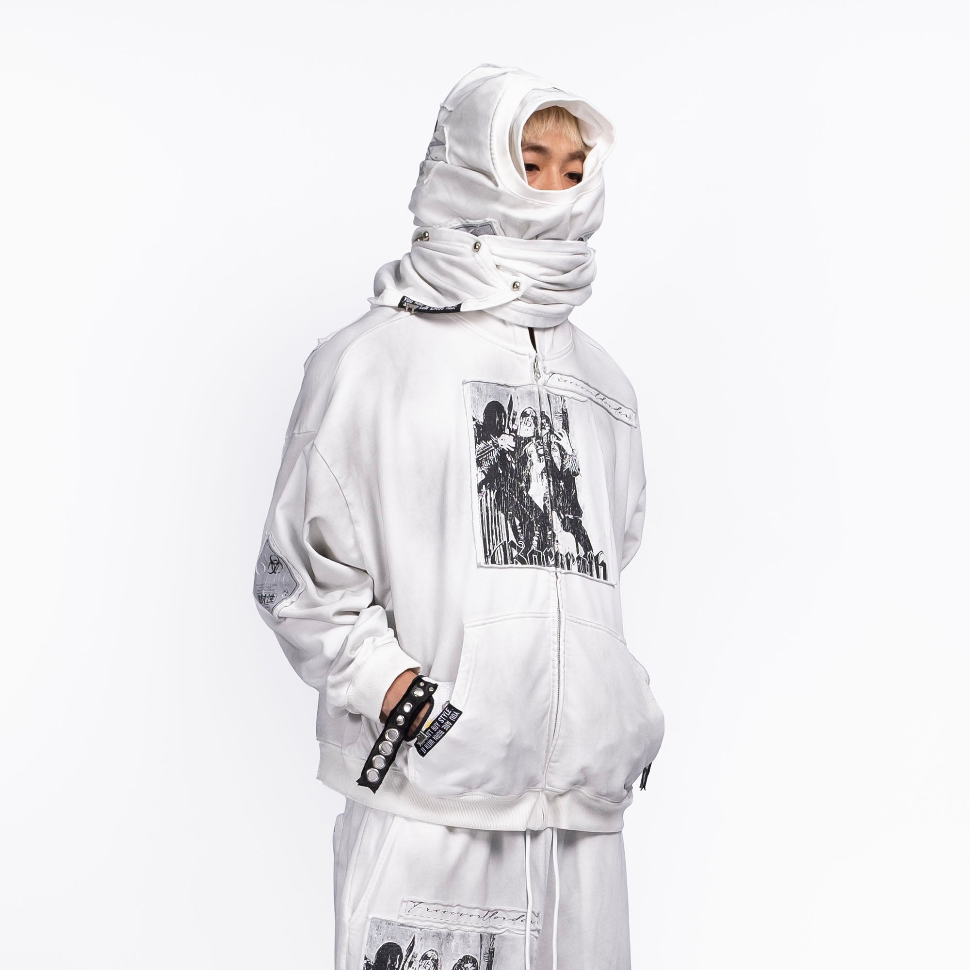 FVVO Patch Washed Zip-Up Hoodie