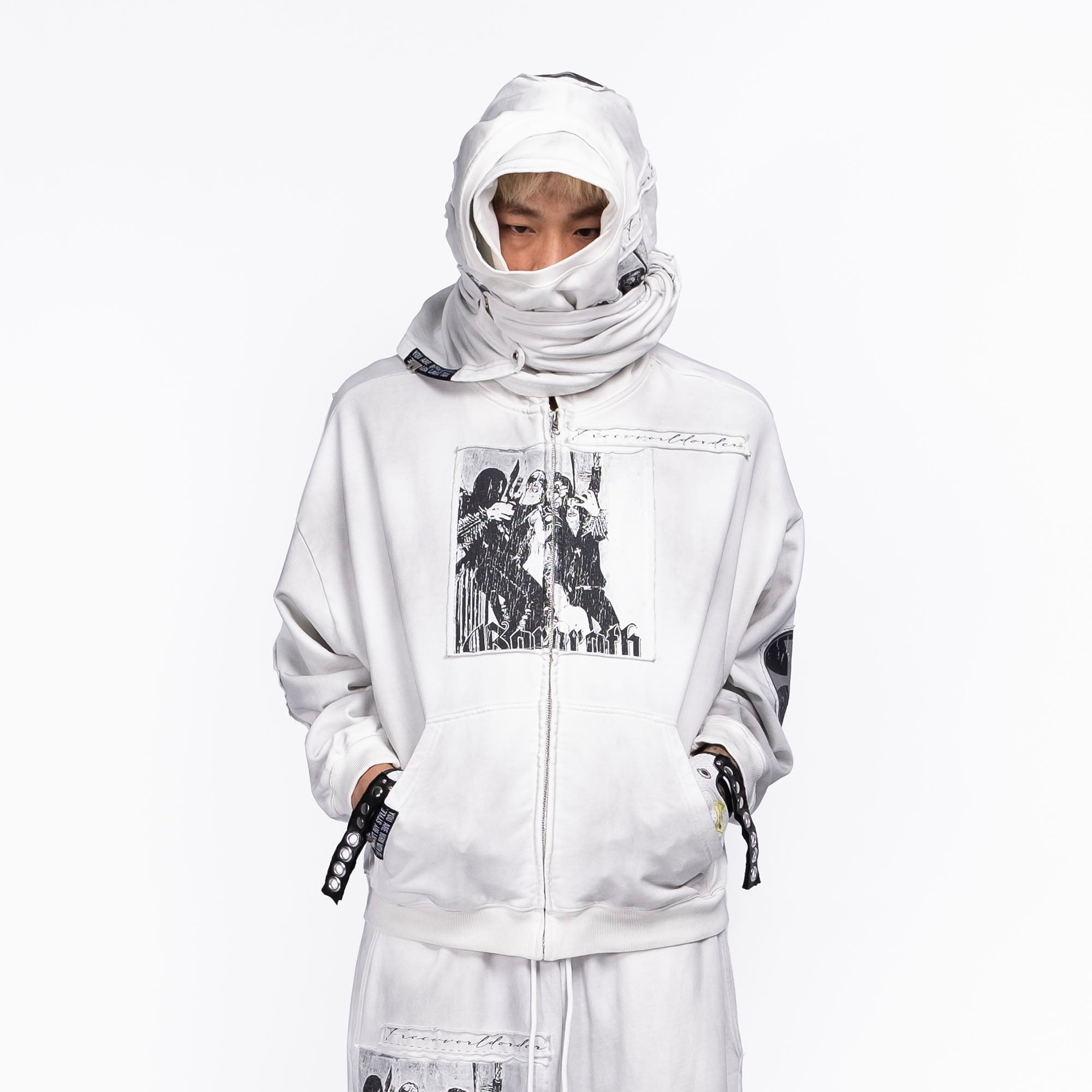 FVVO Patch Washed Zip-Up Hoodie