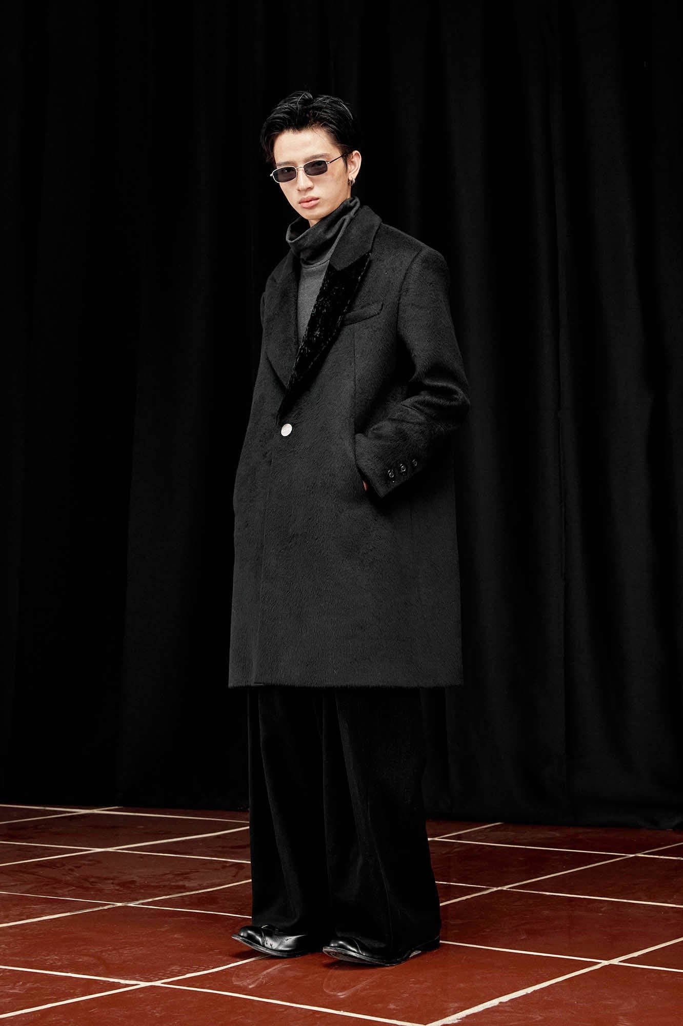 ALVNG AR ANTS Wool-Blend Peak Lapel Oversized Coat