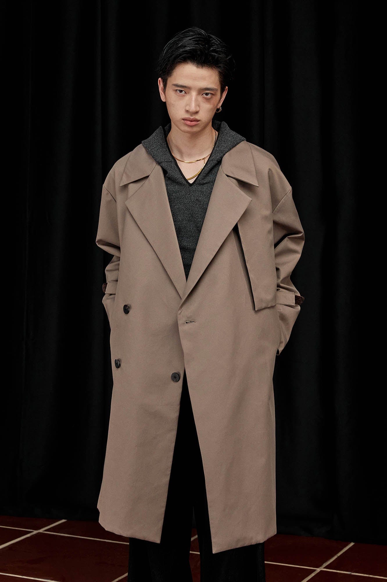 ALVNG AR ANTS Double-Breasted Notch Lapel Oversized Coat