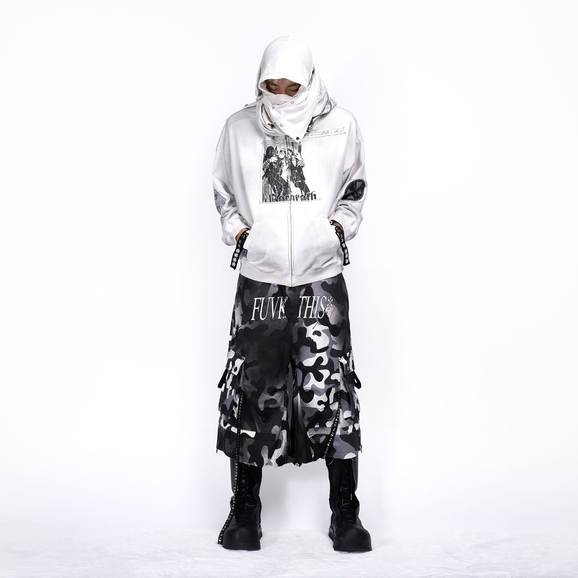 FVVO Patch Washed Zip-Up Hoodie