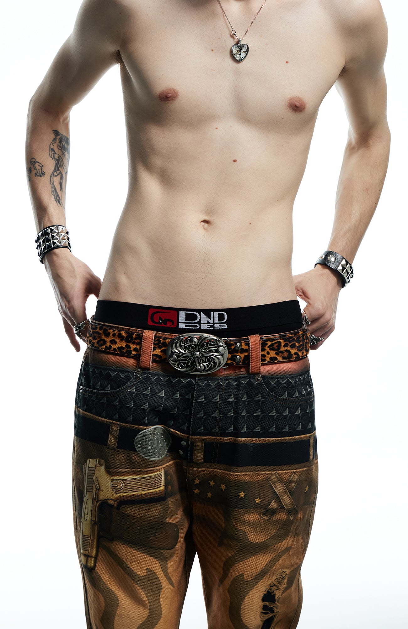 DND4DES Filigree Buckle Horsehair Leopard Belt, premium urban and streetwear designers apparel on PROJECTISR.com, DND4DES