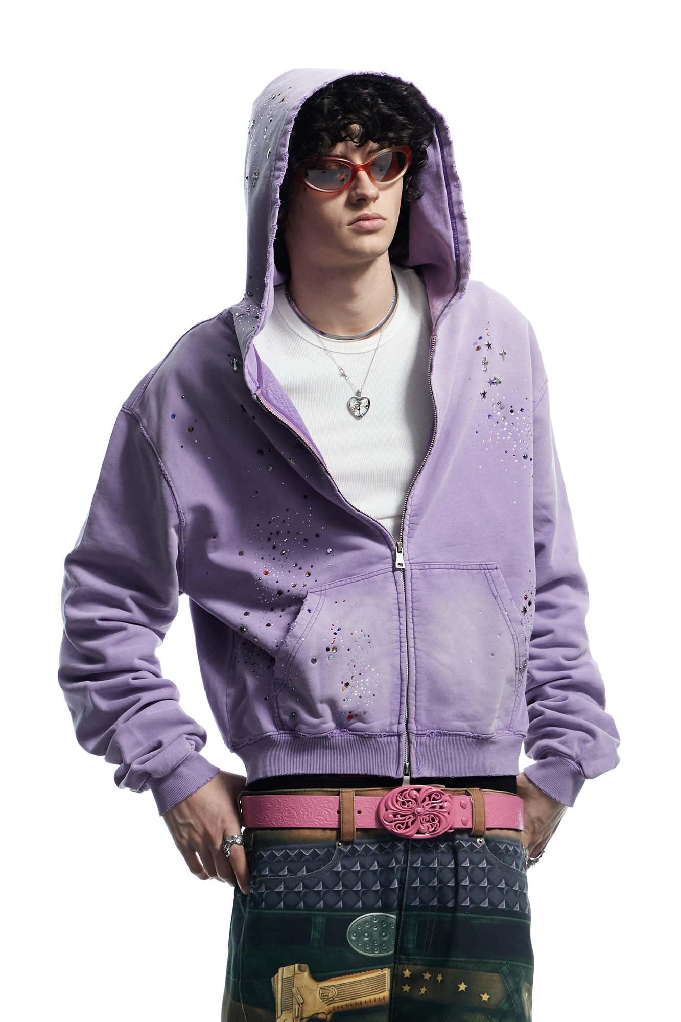 DND4DES Starry Diamond Washed Zip-Up Hoodie, premium urban and streetwear designers apparel on PROJECTISR.com, DND4DES