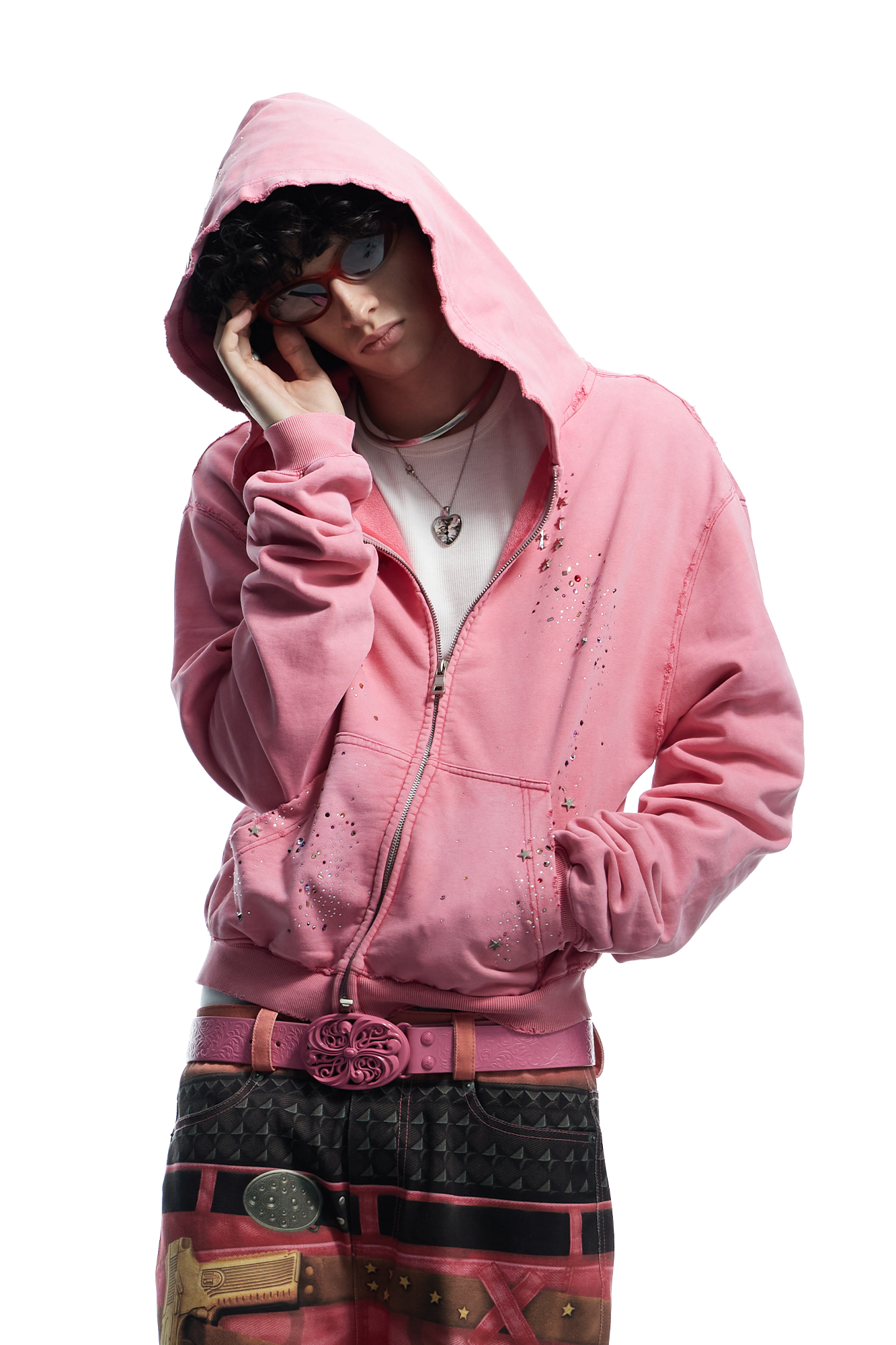 DND4DES Starry Diamond Washed Zip-Up Hoodie, premium urban and streetwear designers apparel on PROJECTISR.com, DND4DES
