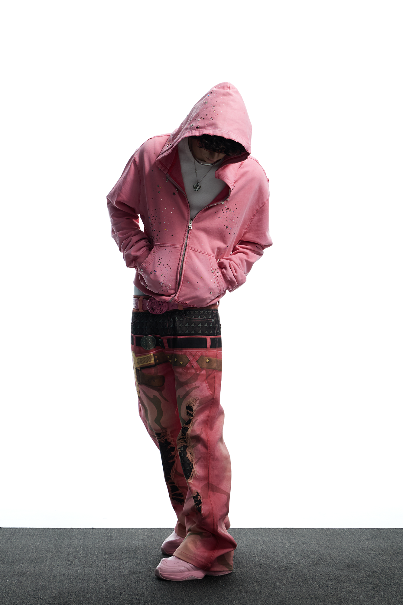 DND4DES Starry Diamond Washed Zip-Up Hoodie, premium urban and streetwear designers apparel on PROJECTISR.com, DND4DES