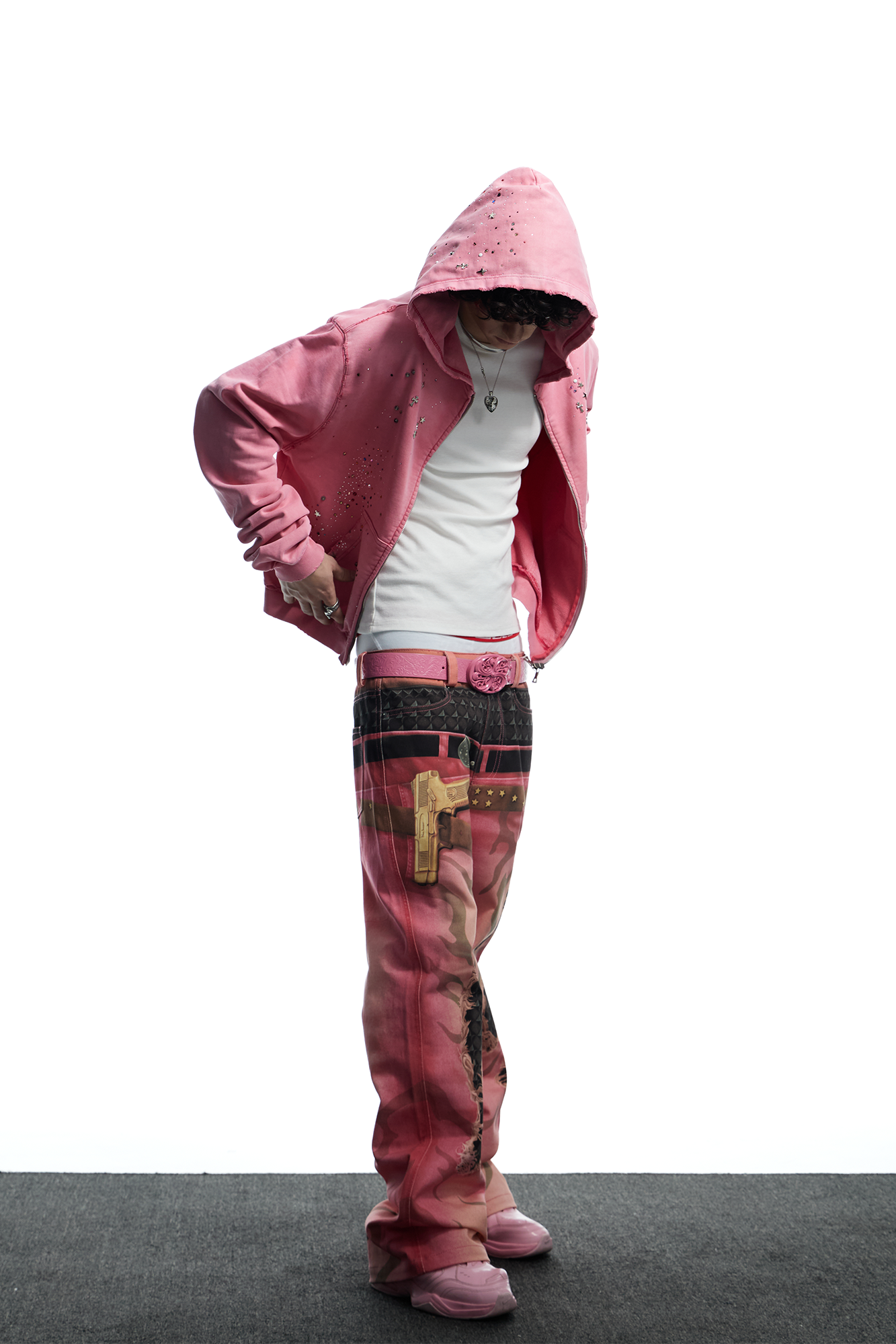 DND4DES Starry Diamond Washed Zip-Up Hoodie