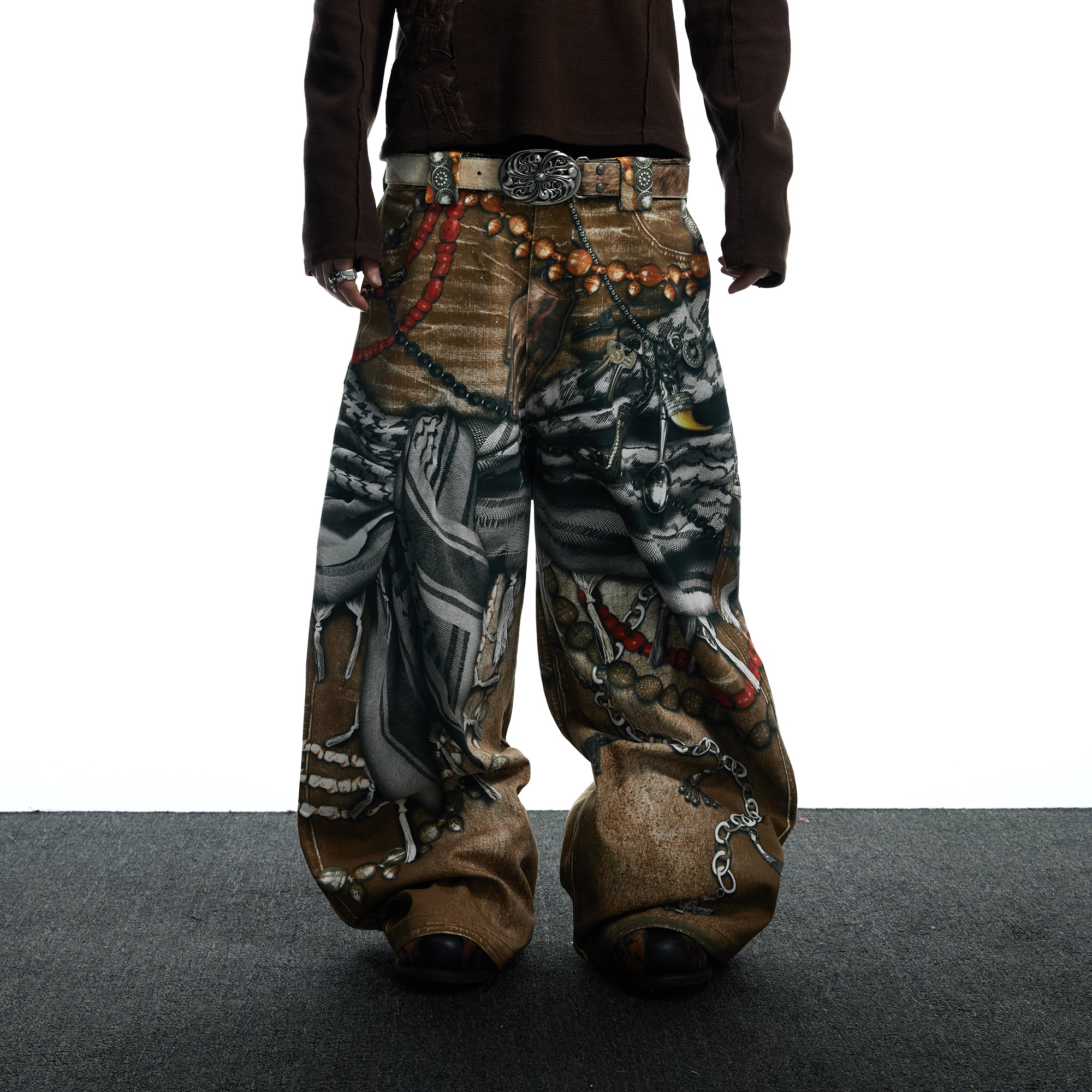 DND4DES Antique Jewelry Print Baggy Jeans, premium urban and streetwear designers apparel on PROJECTISR.com, DND4DES