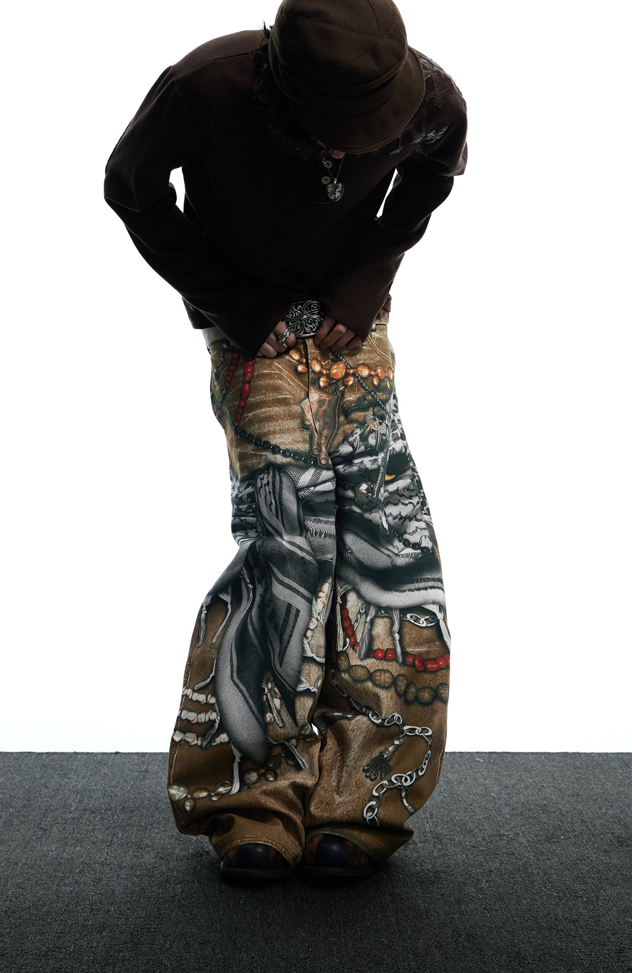 DND4DES Antique Jewelry Print Baggy Jeans, premium urban and streetwear designers apparel on PROJECTISR.com, DND4DES