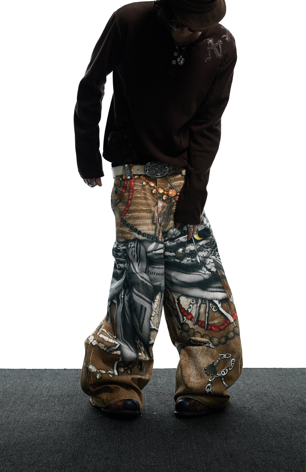 DND4DES Antique Jewelry Print Baggy Jeans, premium urban and streetwear designers apparel on PROJECTISR.com, DND4DES
