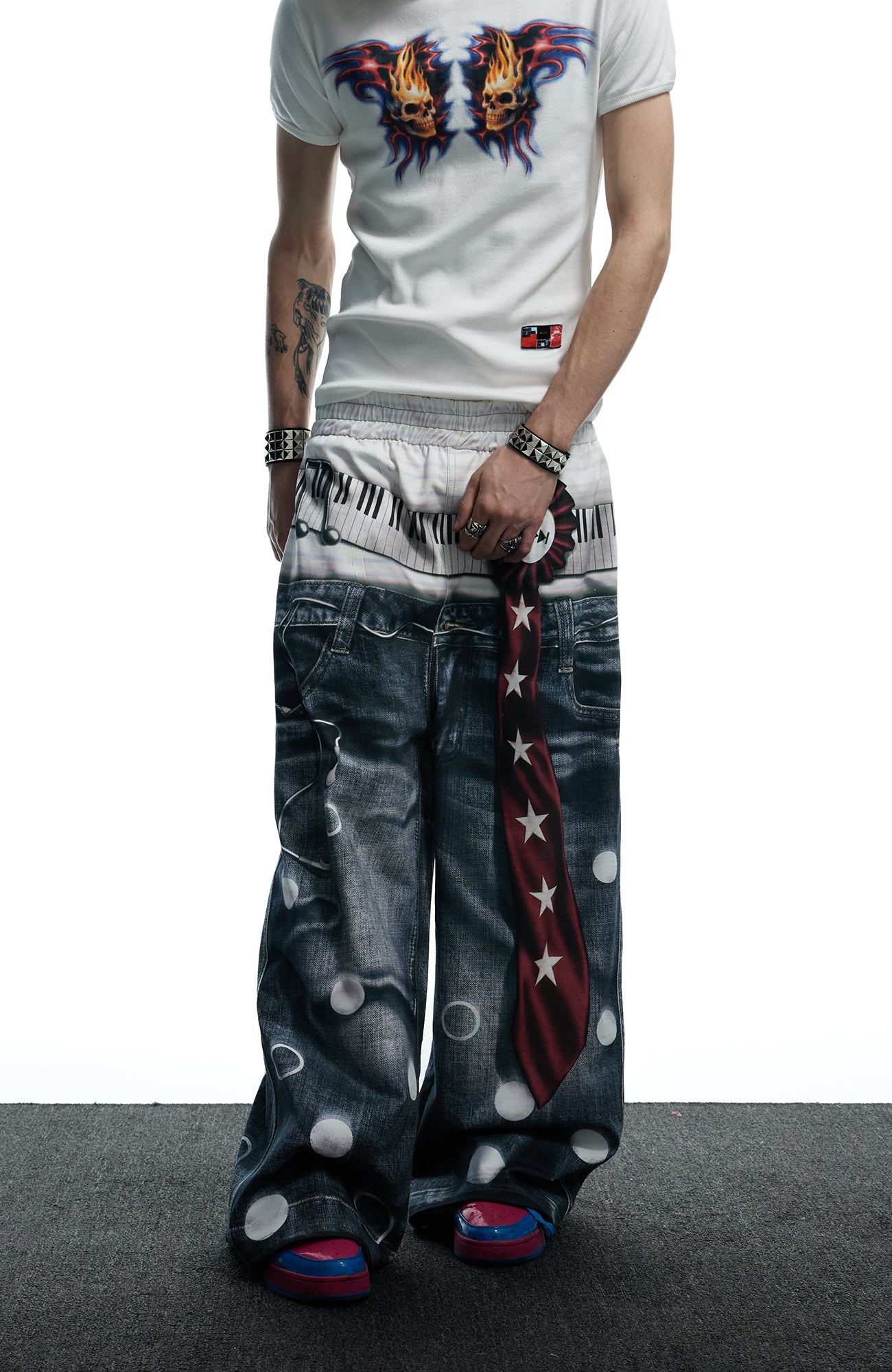 DND4DES Playful Print Baggy Trousers, premium urban and streetwear designers apparel on PROJECTISR.com, DND4DES