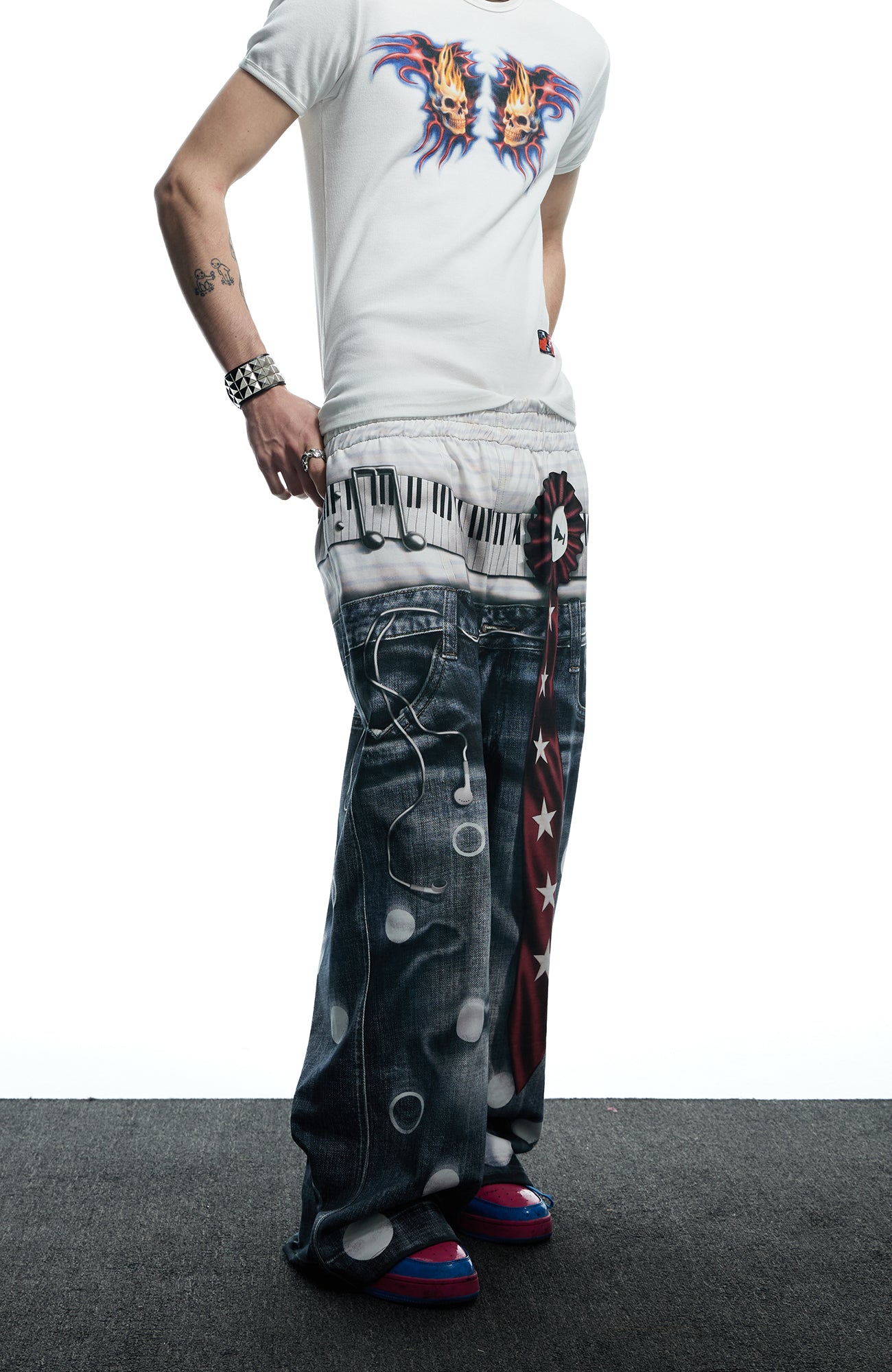 DND4DES Playful Print Baggy Trousers, premium urban and streetwear designers apparel on PROJECTISR.com, DND4DES