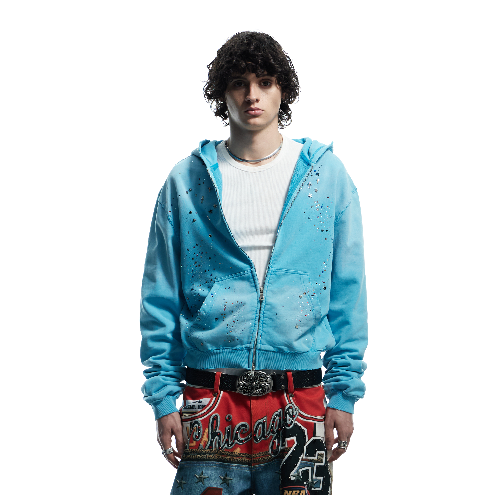 DND4DES Starry Diamond Washed Zip-Up Hoodie DND4DES Starry Diamond Washed Zip-Up Hoodie