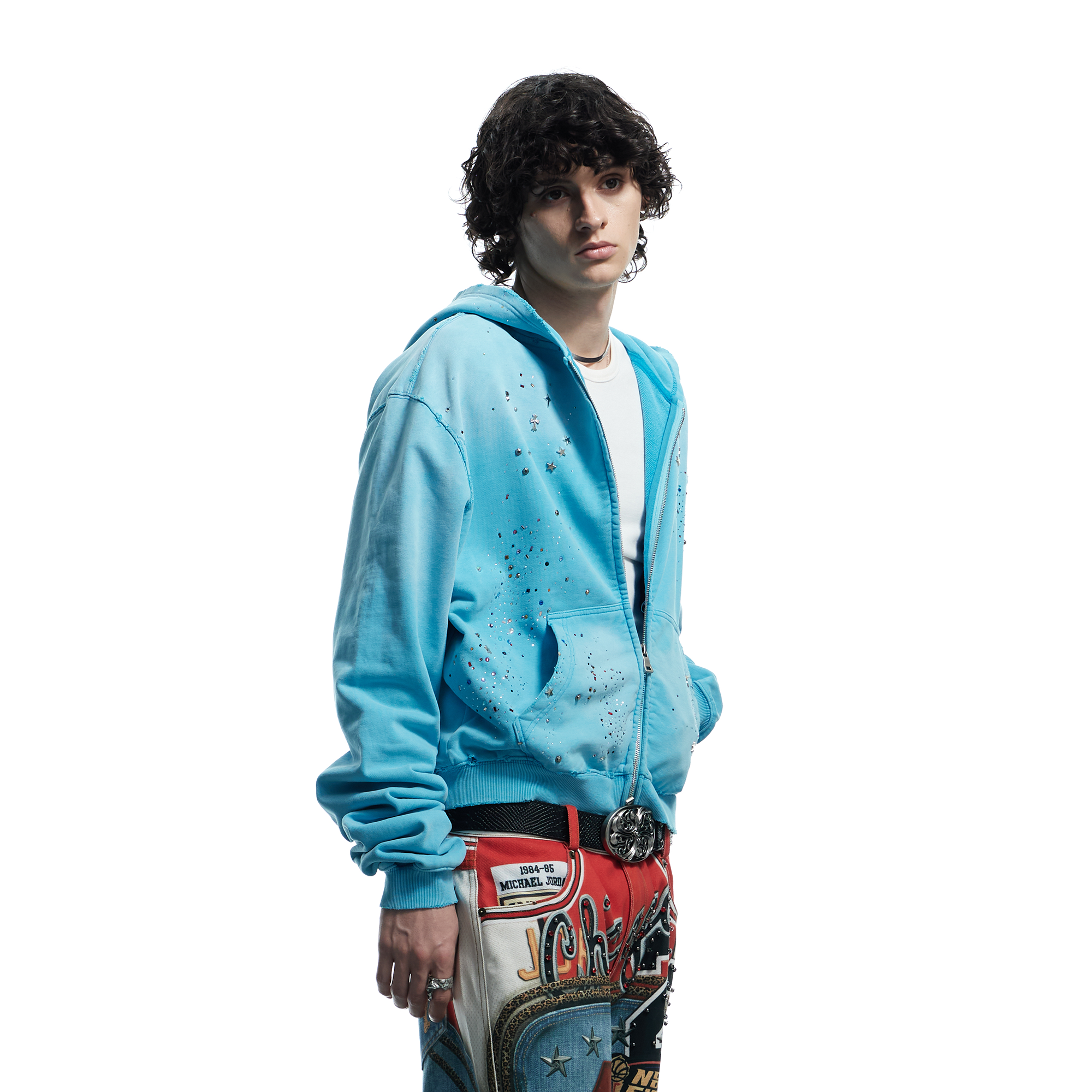 DND4DES Starry Diamond Washed Zip-Up Hoodie